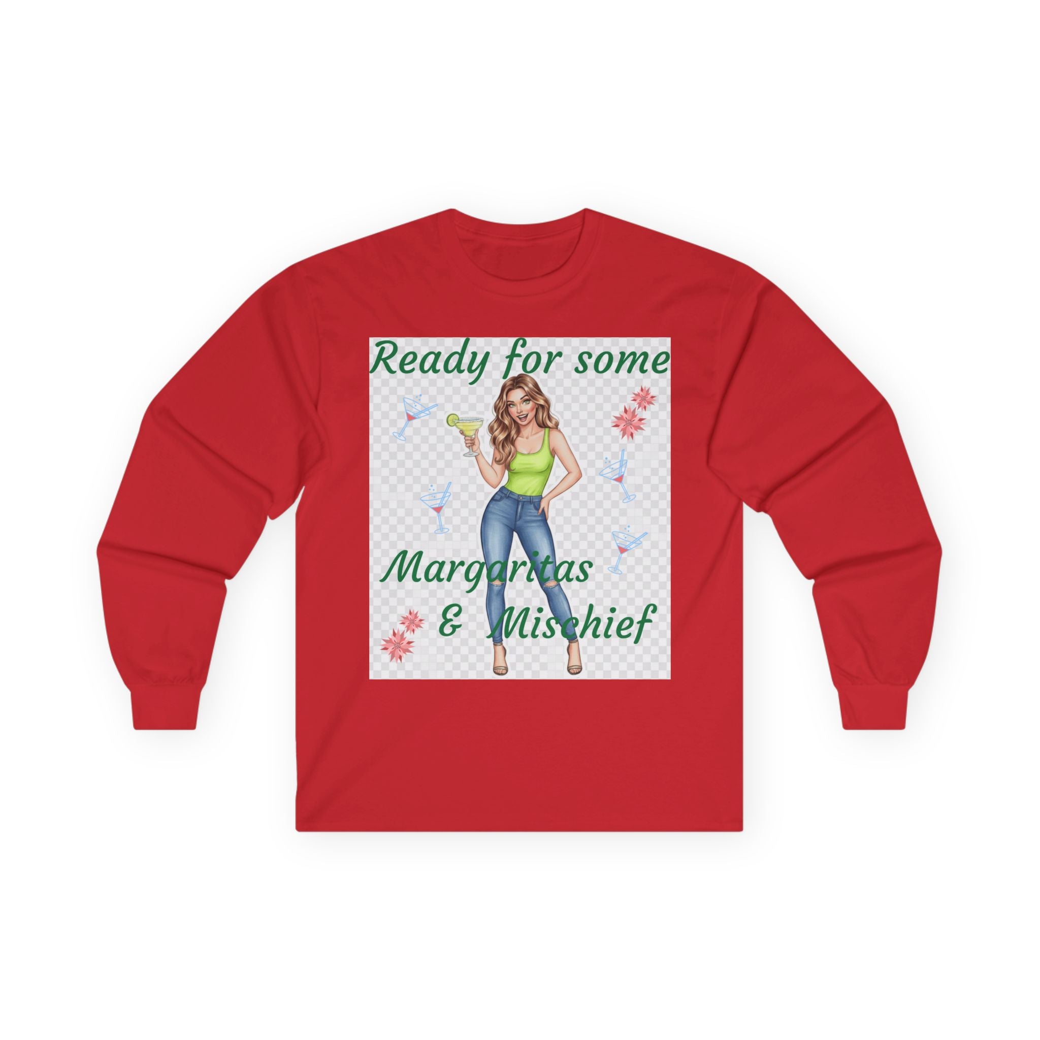 Ready for Some Margaritas & Mischief Long Sleeve Tee, Fun Party Shirt, Women's Gift, Cocktail Lover Apparel, Summer Vibes, Casual Style