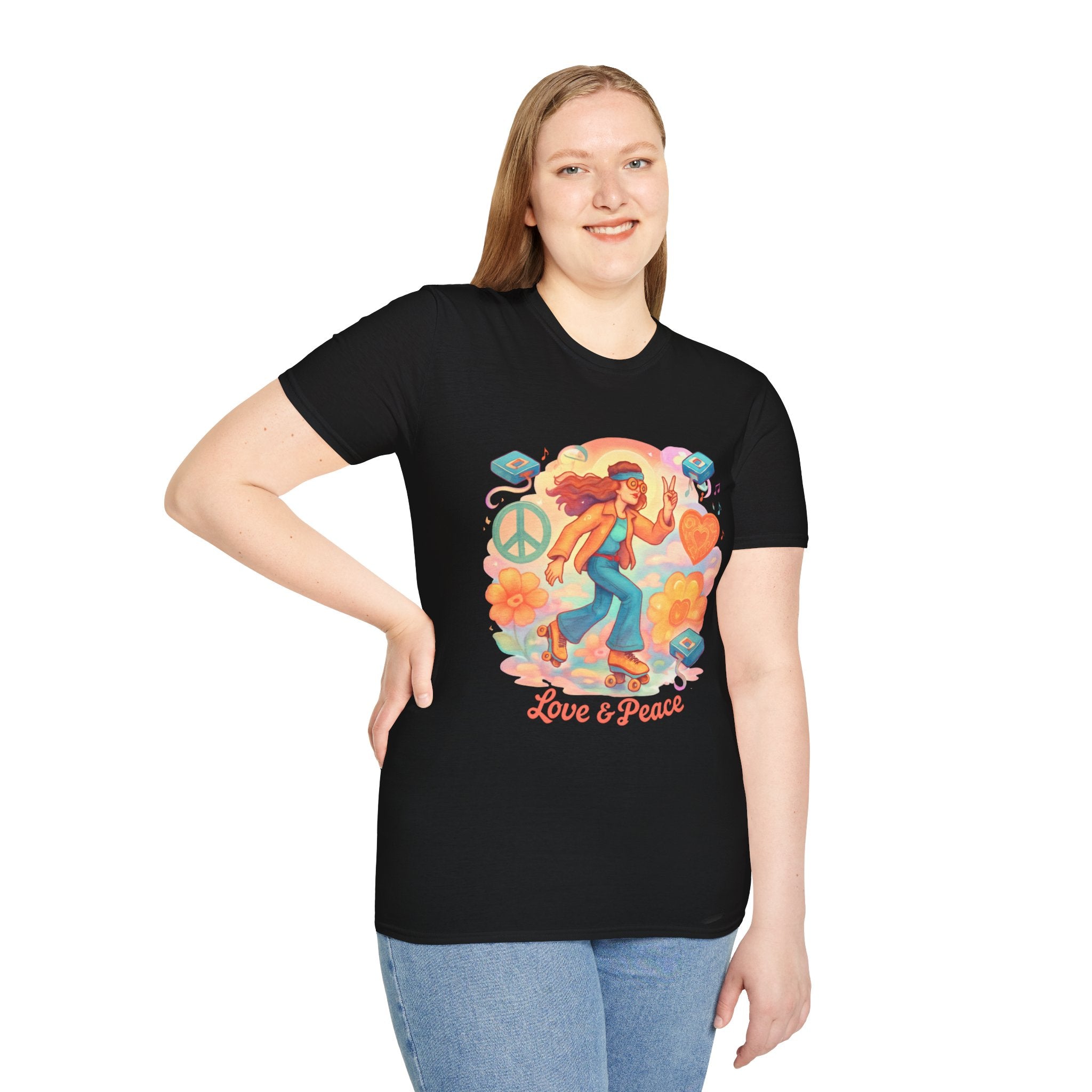 Retro Love & Peace Graphic Tee, Unisex T-Shirt, Vintage Style Shirt, 70s Inspired Apparel, Peace Sign Clothing, Festival Outfit