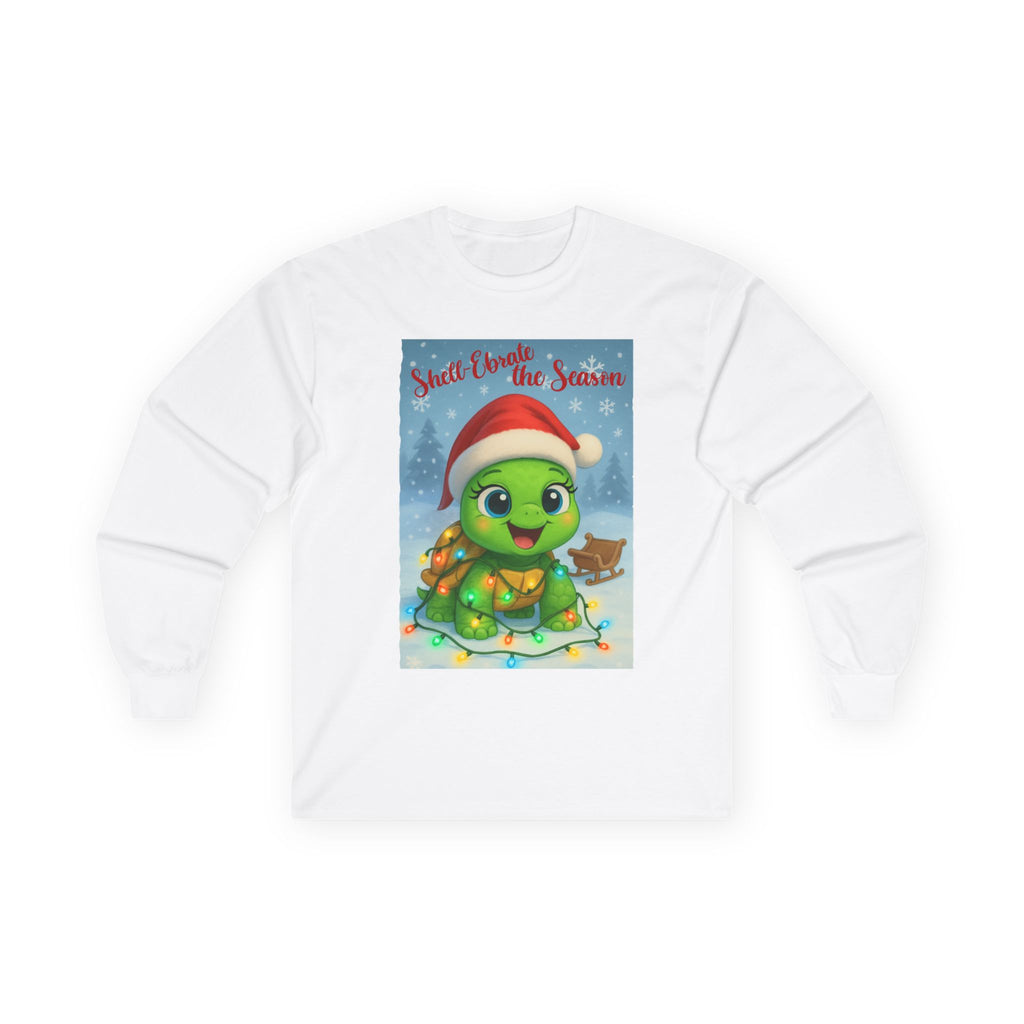 Adorable Holiday Turtle Long Sleeve Tee, Christmas T-Shirt, Gift for Kids, Winter Apparel, Seasonal Outfit, Family Matching