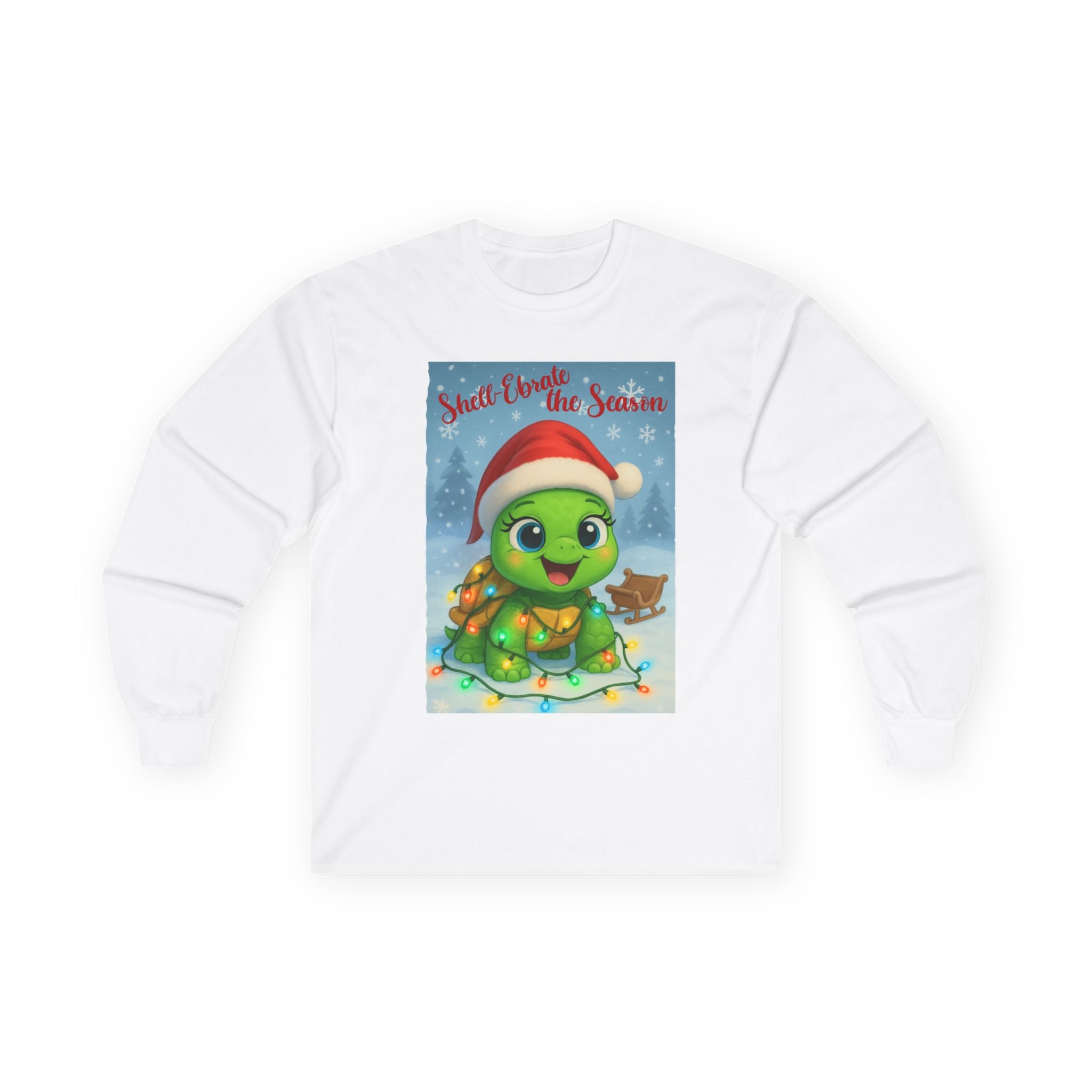 Adorable Holiday Turtle Long Sleeve Tee, Christmas T-Shirt, Gift for Kids, Winter Apparel, Seasonal Outfit, Family Matching