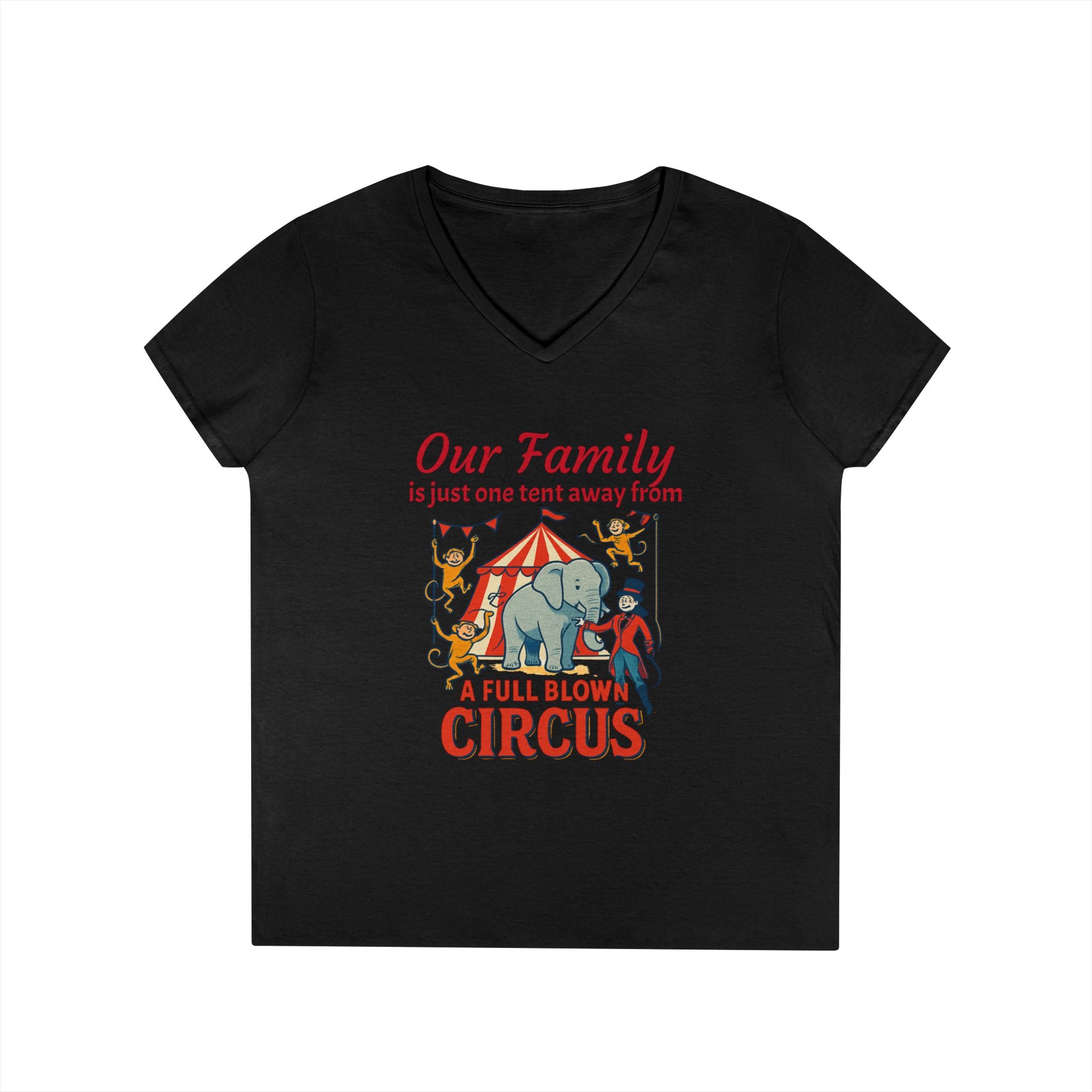 Circus Family Womens V-Neck T-Shirt