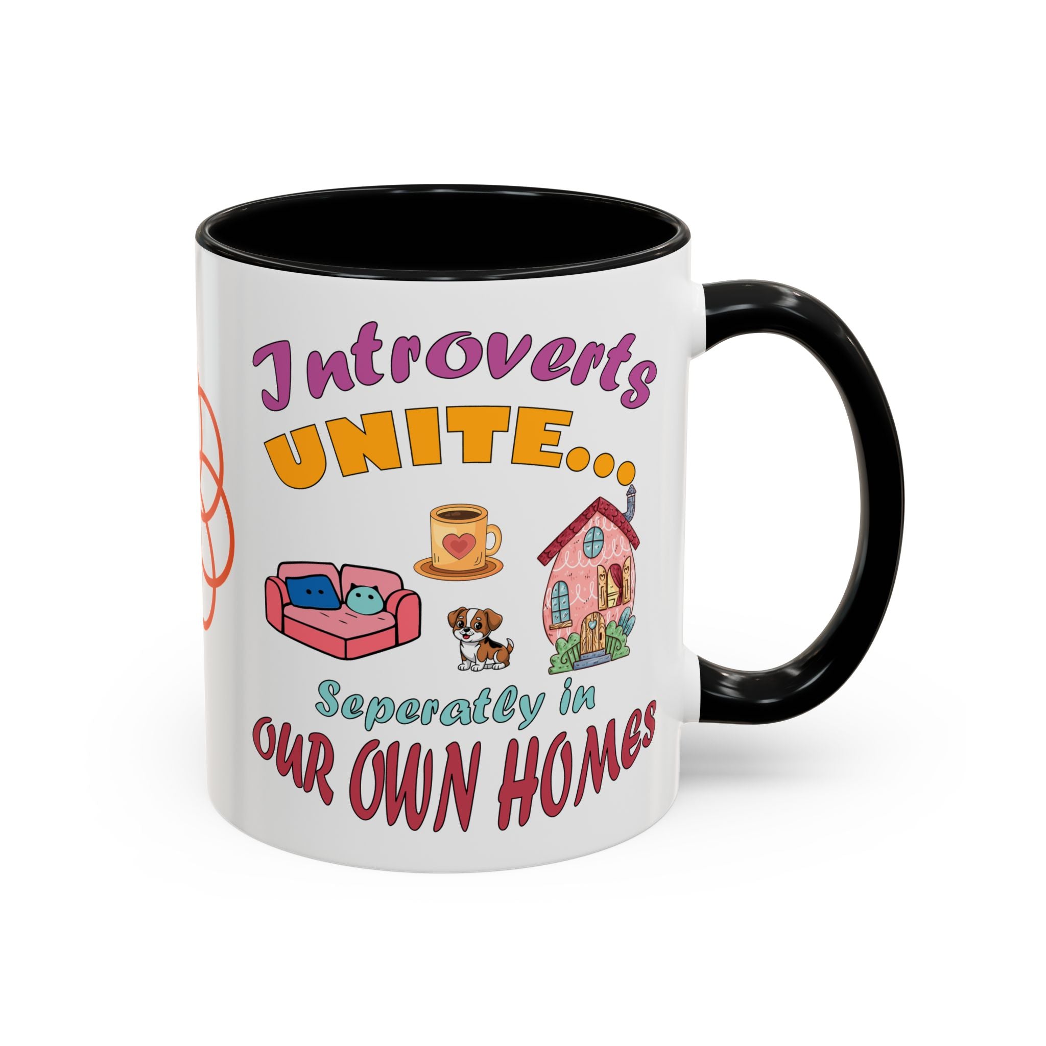 Introverts Unite Coffee Mug | Black Accent Mug for Coffee Lovers | Perfect Gift for Introverts | Home Office Decor | Fun Mug for Tea
