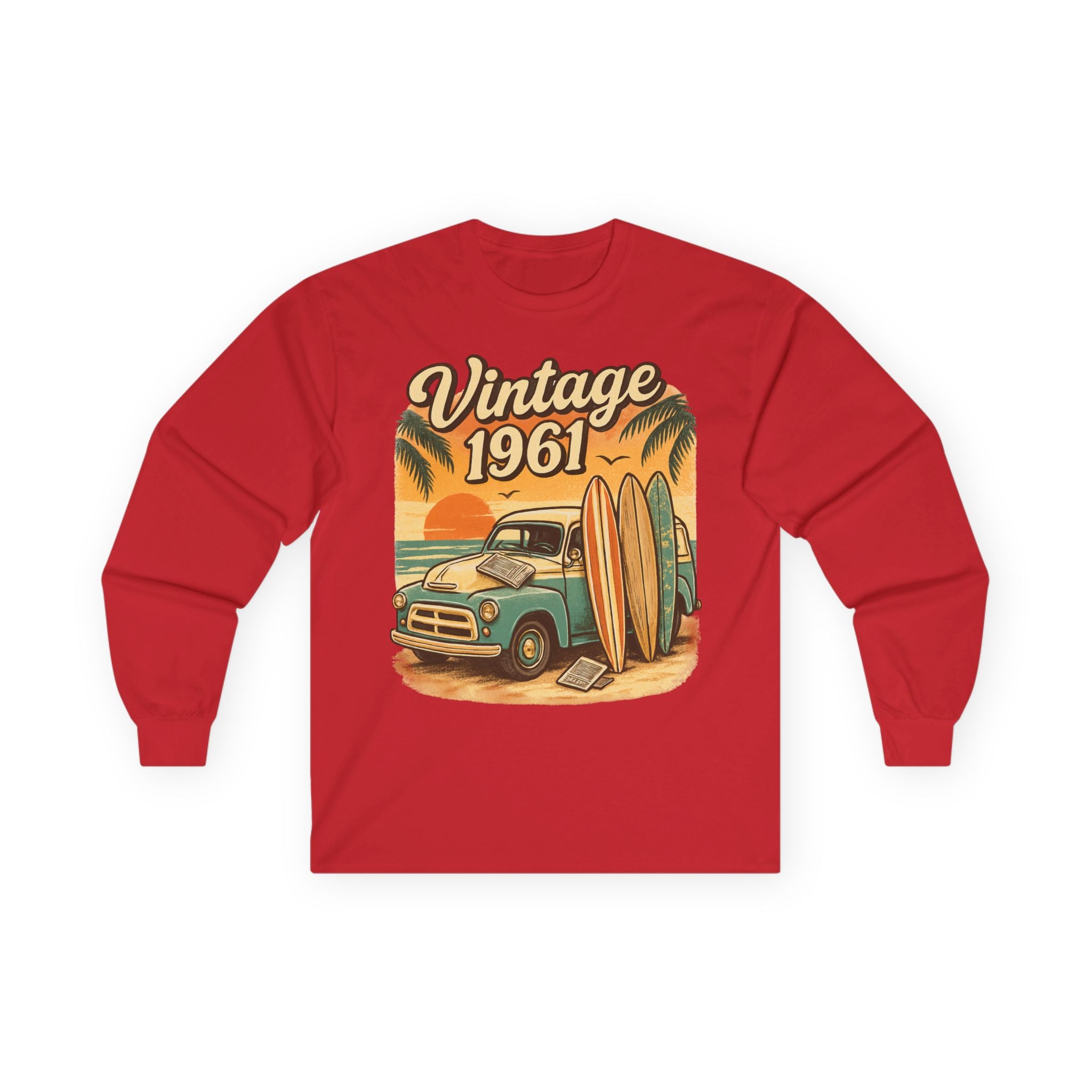 Vintage Surfing Long Sleeve Tee for Beach Lovers, Summer Vibes, Retro Apparel, Gift for Surfers, Beach Party, Casual Style