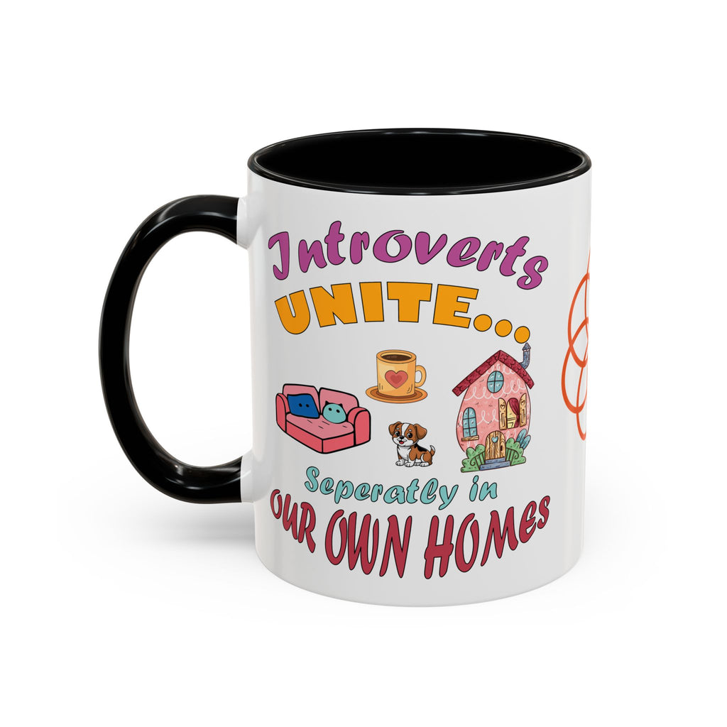 Introverts Unite Coffee Mug | Black Accent Mug for Coffee Lovers | Perfect Gift for Introverts | Home Office Decor | Fun Mug for Tea