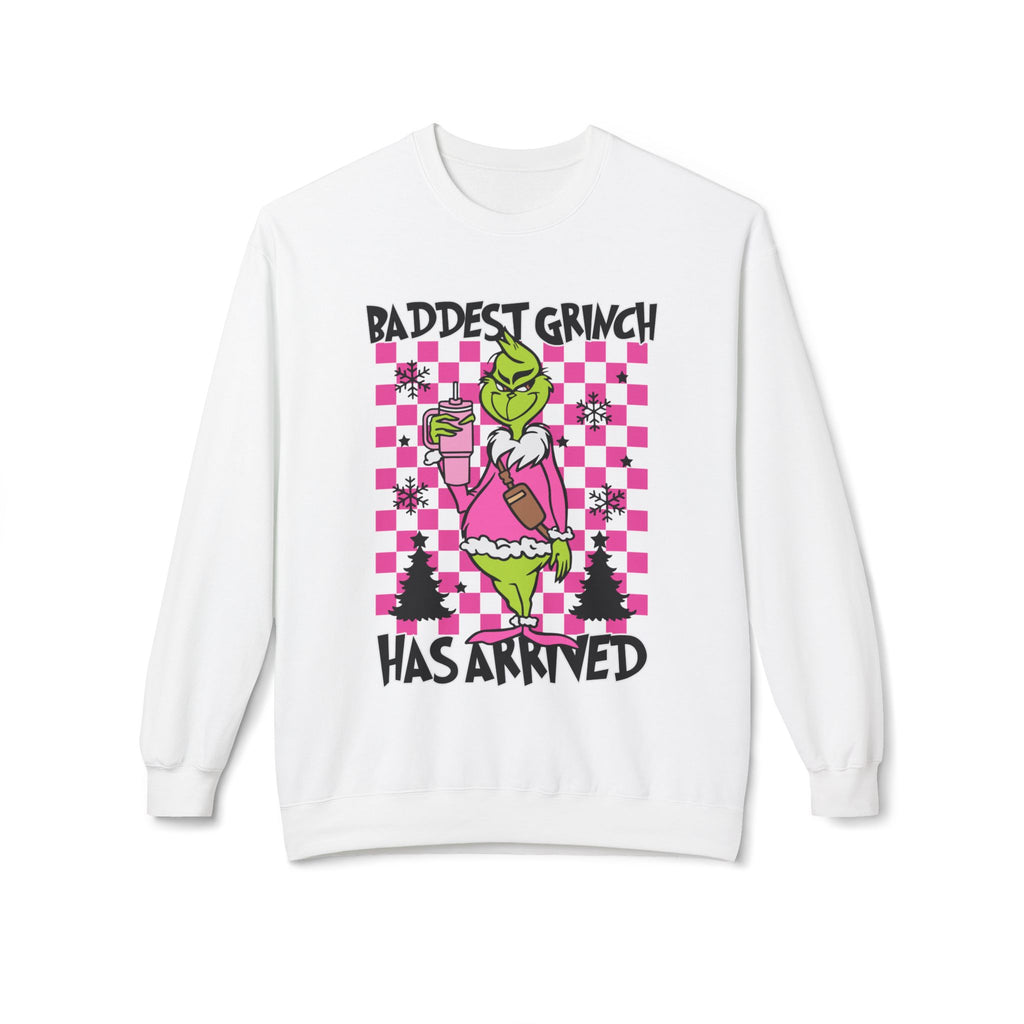 Baddest Grinch Sweatshirt, Unisex Holiday Apparel, Cozy Christmas Gift, Festive Crewneck, Funny Winter Wear, Unique Grinch Design