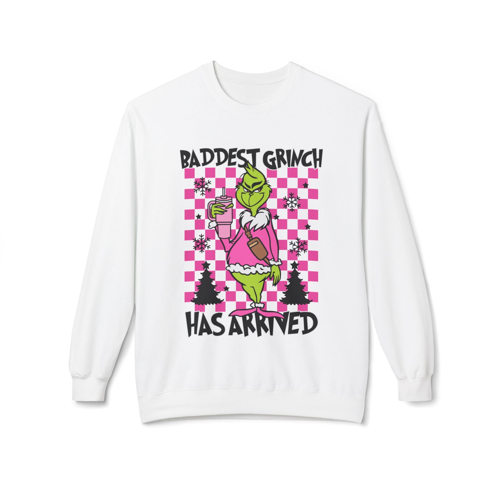 Baddest Grinch Sweatshirt, Unisex Holiday Apparel, Cozy Christmas Gift, Festive Crewneck, Funny Winter Wear, Unique Grinch Design