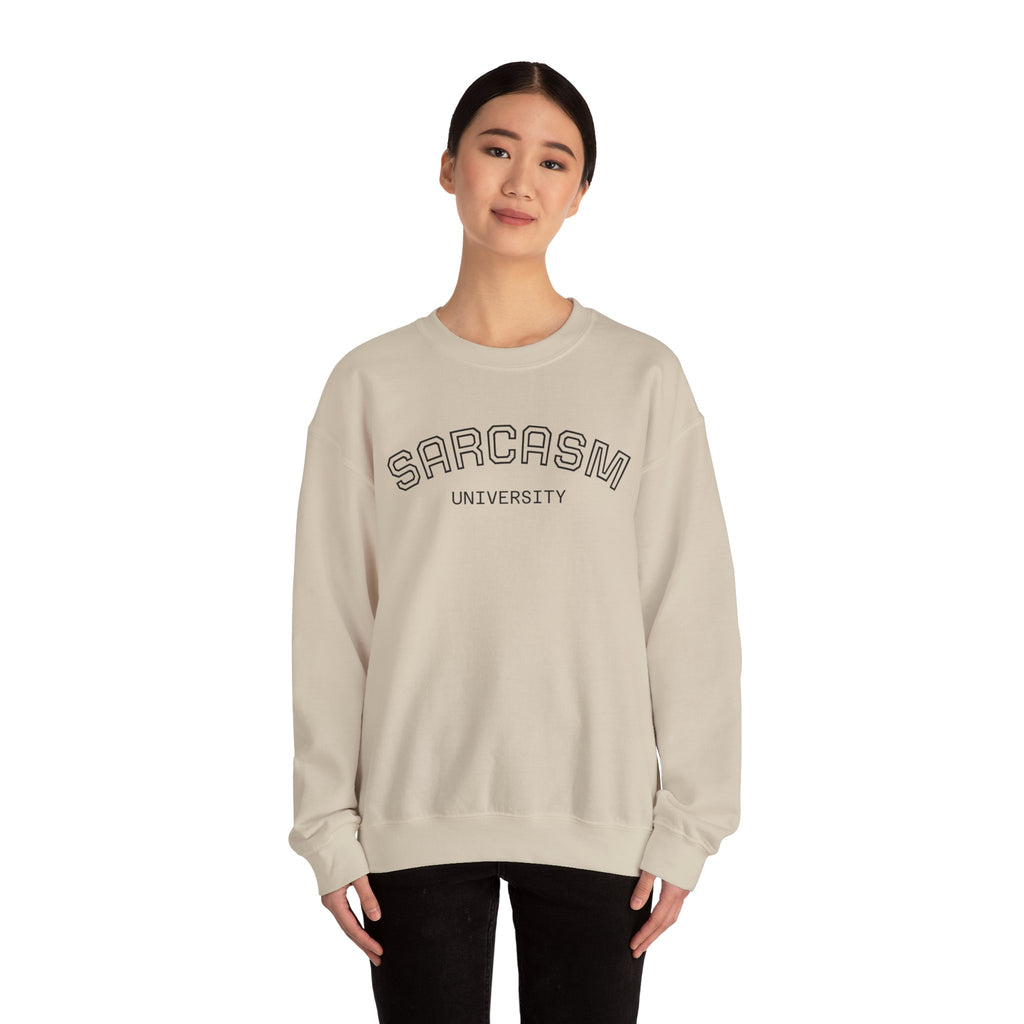 Sarcasm University Sweatshirt, Funny Crewneck Sweatshirt, Gift for Friends, Humor Apparel, Cozy Unisex Sweatshirt