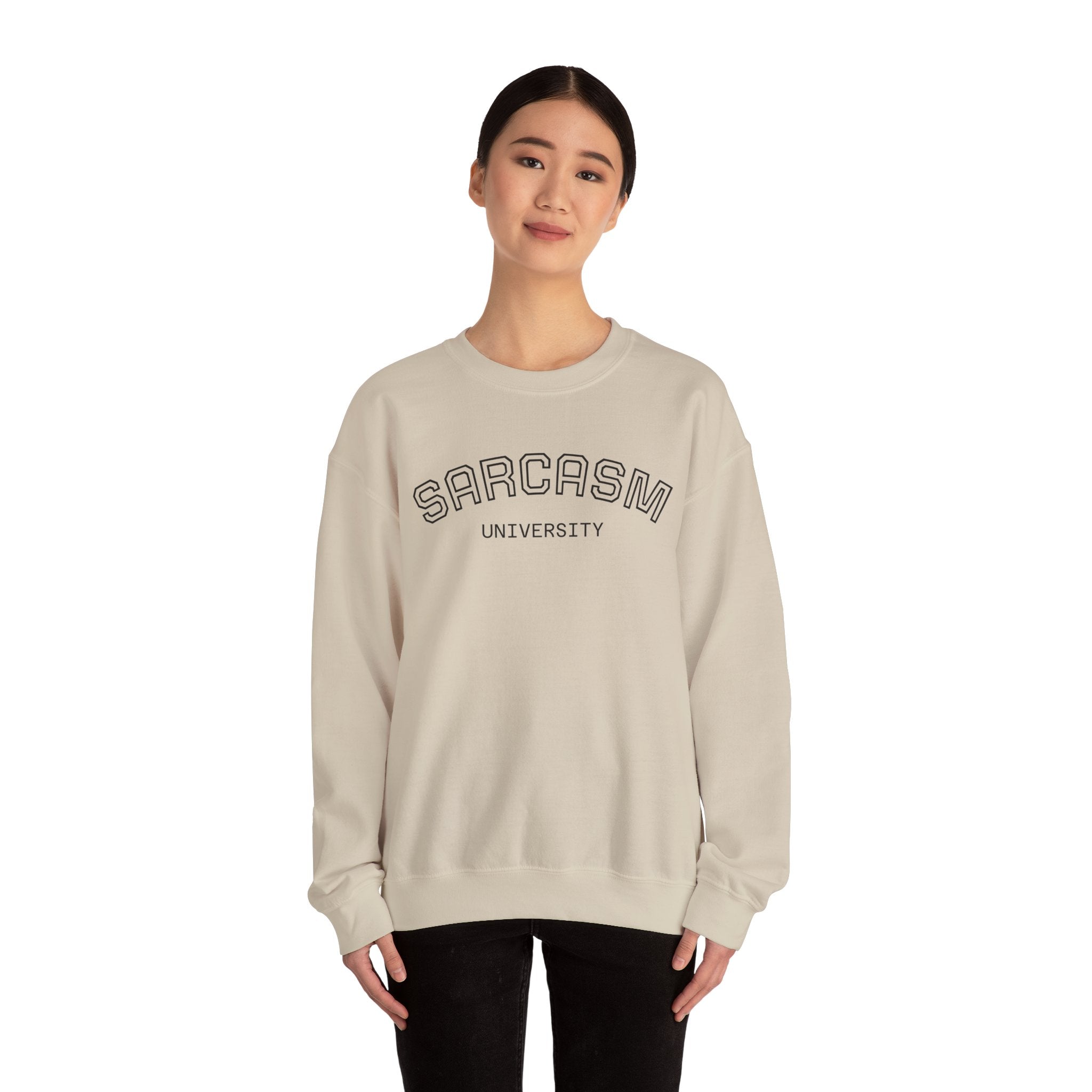 Sarcasm University Sweatshirt, Funny Crewneck Sweatshirt, Gift for Friends, Humor Apparel, Cozy Unisex Sweatshirt