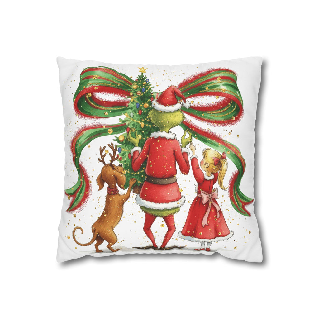 Square Pillowcase - Christmas Grinch and Cindy Lou Who Design