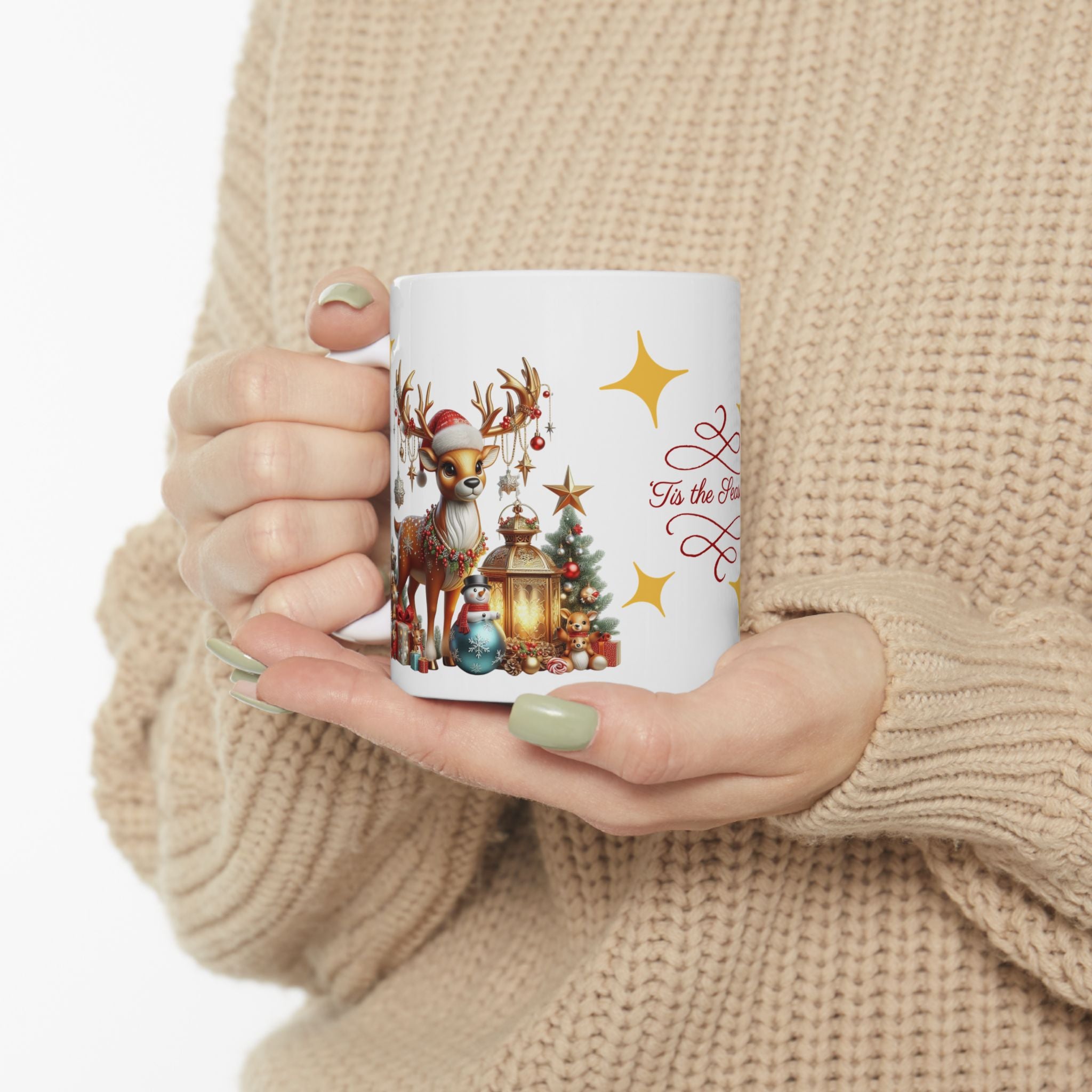 Festive Ceramic Mug - 'Tis the Season | Holiday Gift, Coffee Cup, Xmas Decor, Christmas Mug, Seasonal Beverage