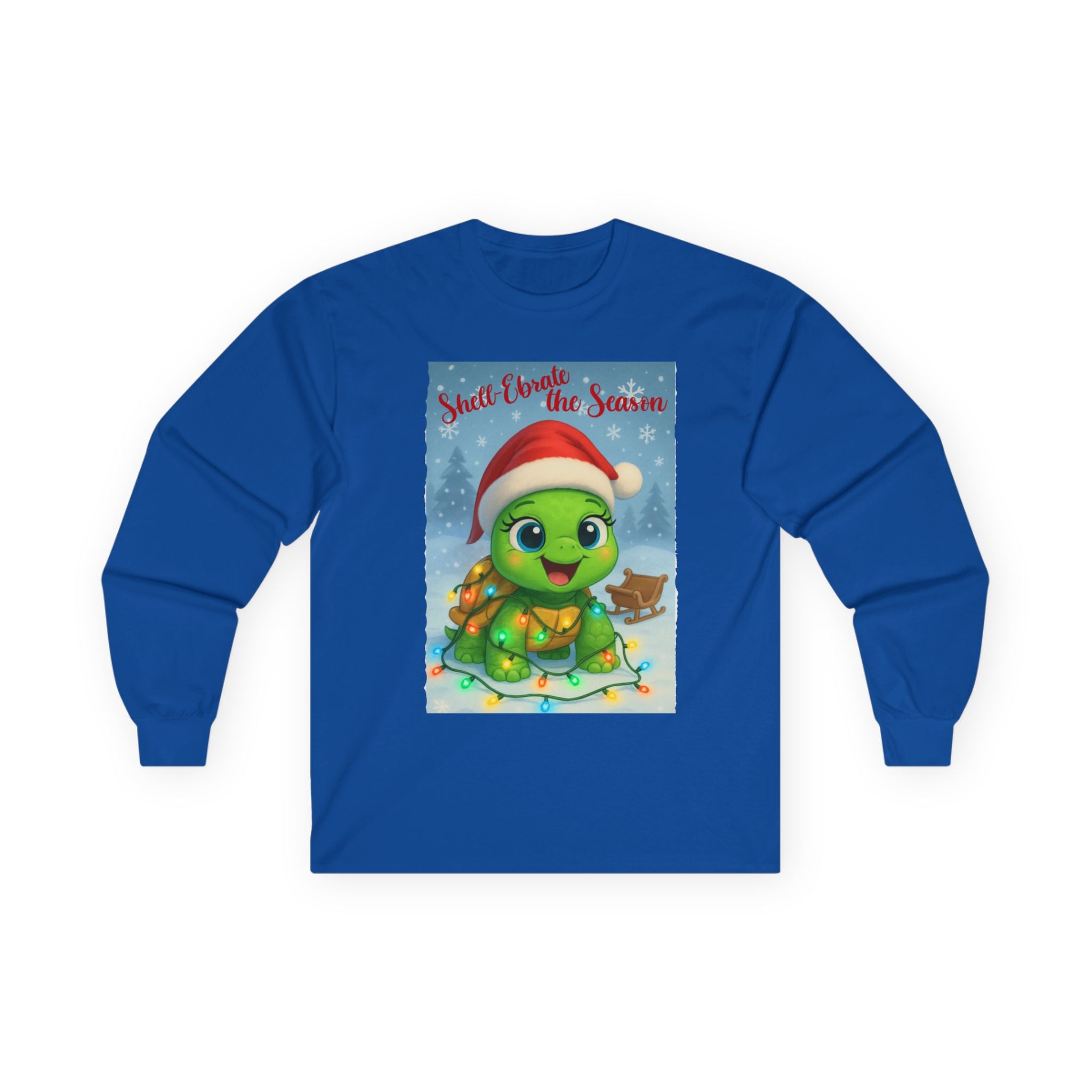 Adorable Holiday Turtle Long Sleeve Tee, Christmas T-Shirt, Gift for Kids, Winter Apparel, Seasonal Outfit, Family Matching