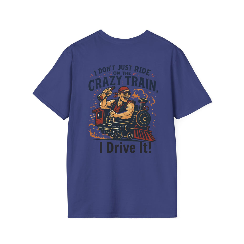 Crazy Train Unisex Softstyle T-Shirt, Perfect for Train Lovers, Unique Gift for Him/Her, Casual Wear, Fun Graphic Tee