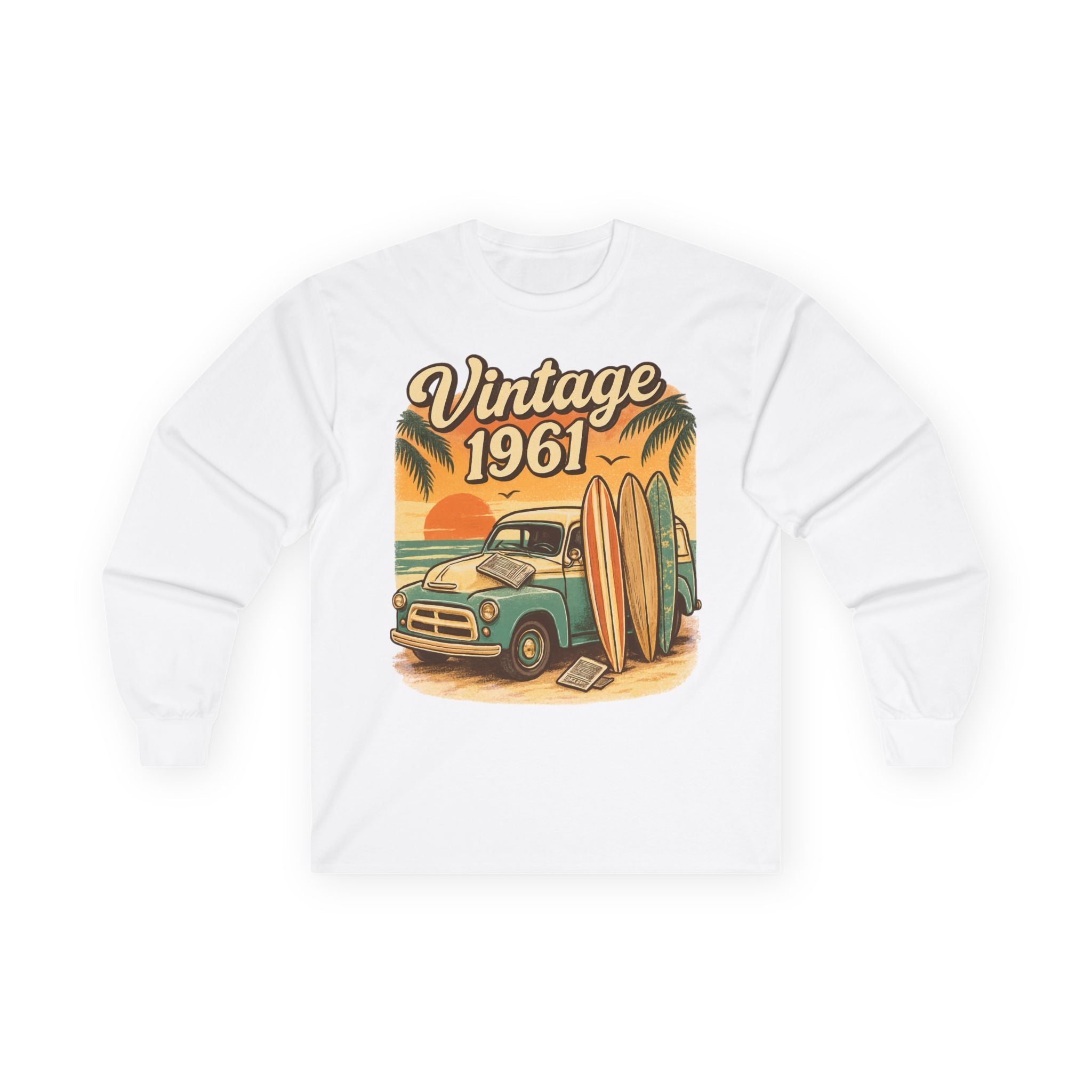 Vintage Surfing Long Sleeve Tee for Beach Lovers, Summer Vibes, Retro Apparel, Gift for Surfers, Beach Party, Casual Style