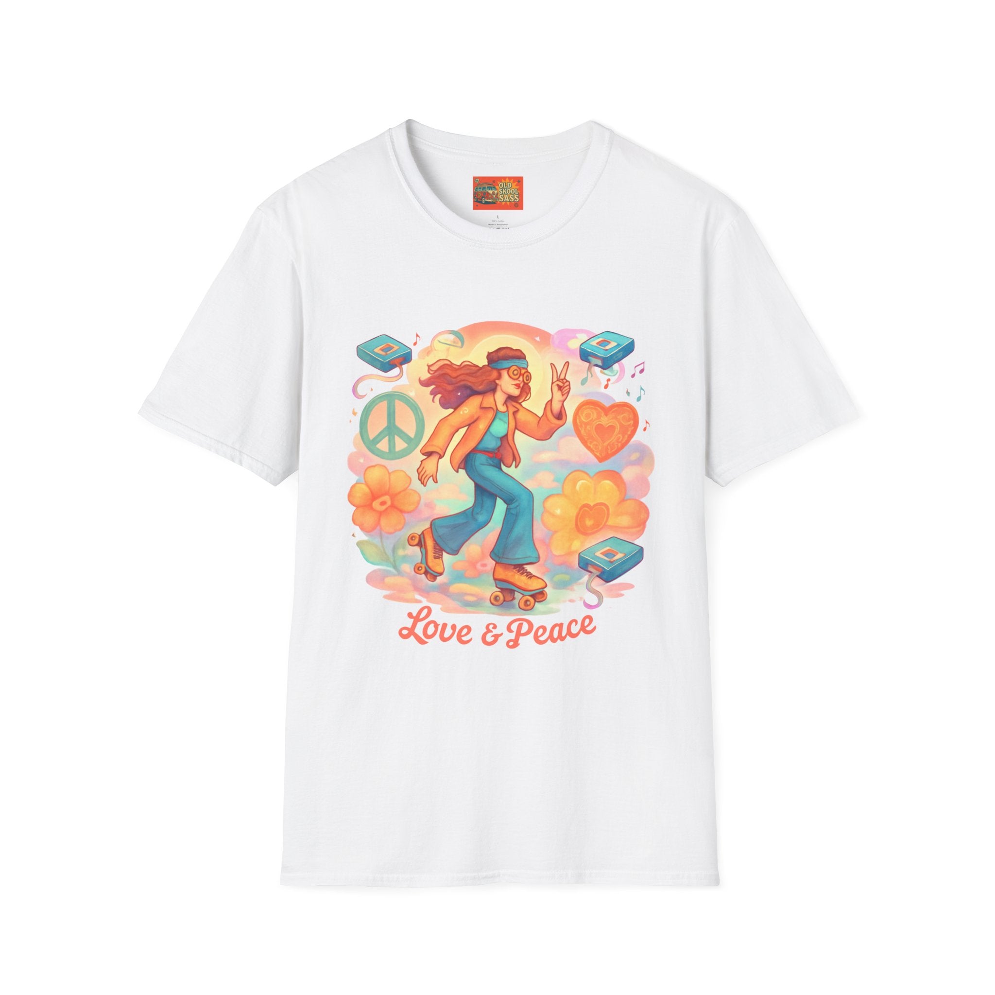 Retro Love & Peace Graphic Tee, Unisex T-Shirt, Vintage Style Shirt, 70s Inspired Apparel, Peace Sign Clothing, Festival Outfit