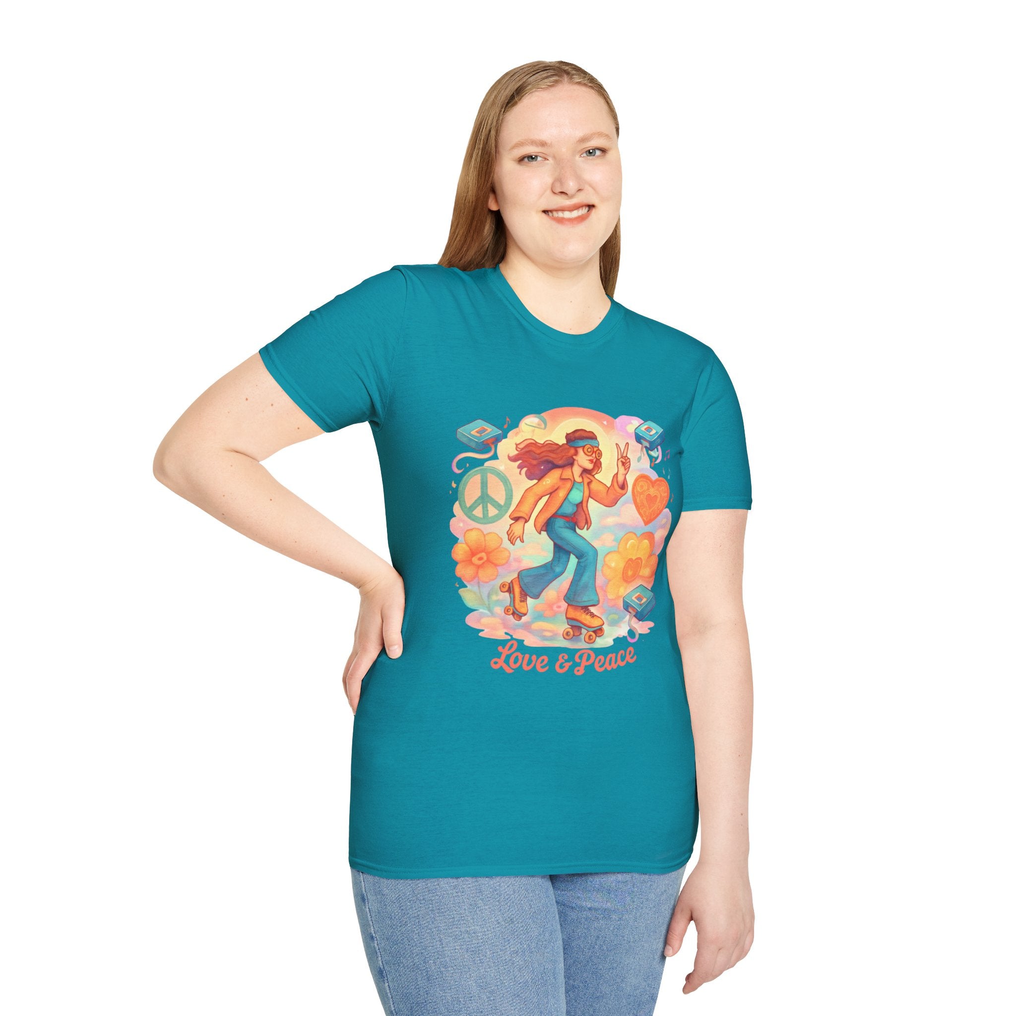 Retro Love & Peace Graphic Tee, Unisex T-Shirt, Vintage Style Shirt, 70s Inspired Apparel, Peace Sign Clothing, Festival Outfit