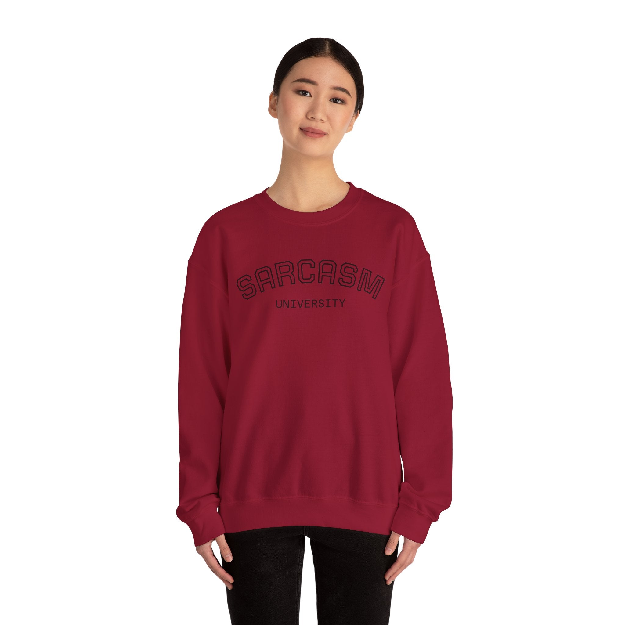 Sarcasm University Sweatshirt, Funny Crewneck Sweatshirt, Gift for Friends, Humor Apparel, Cozy Unisex Sweatshirt