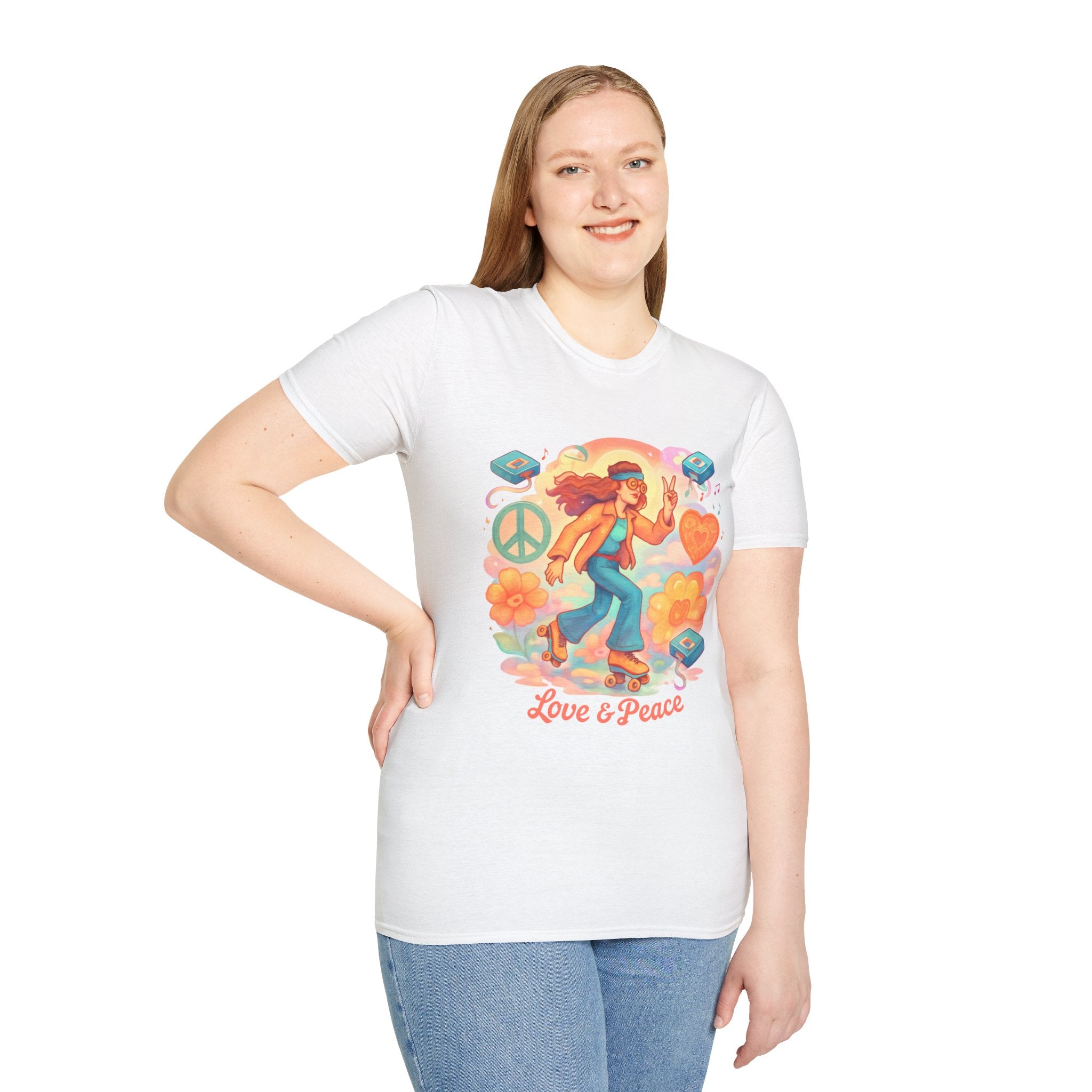 Retro Love & Peace Graphic Tee, Unisex T-Shirt, Vintage Style Shirt, 70s Inspired Apparel, Peace Sign Clothing, Festival Outfit