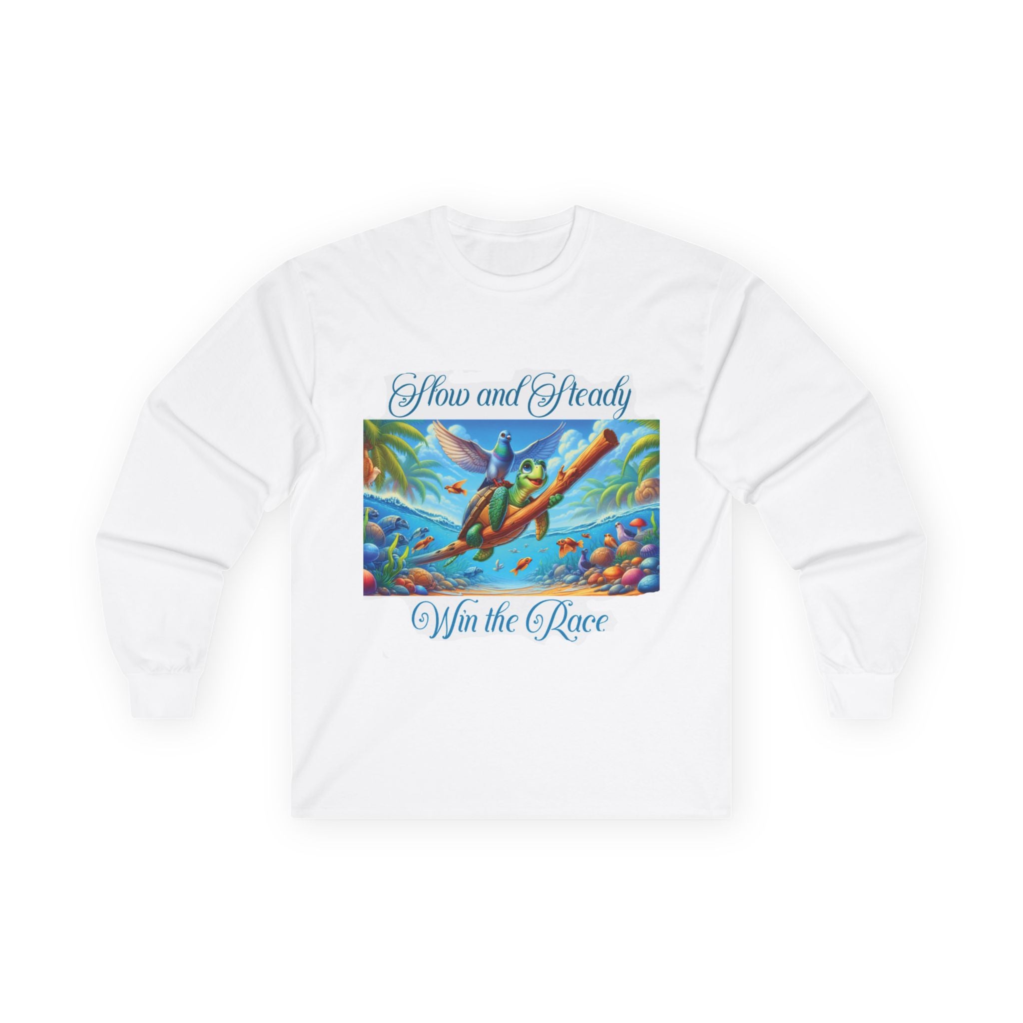 Surfing Long Sleeve Tee, Flow and Steady Win the Race Shirt, Beach Vibes Apparel, Ocean Lover Gift, Casual Summer Wear