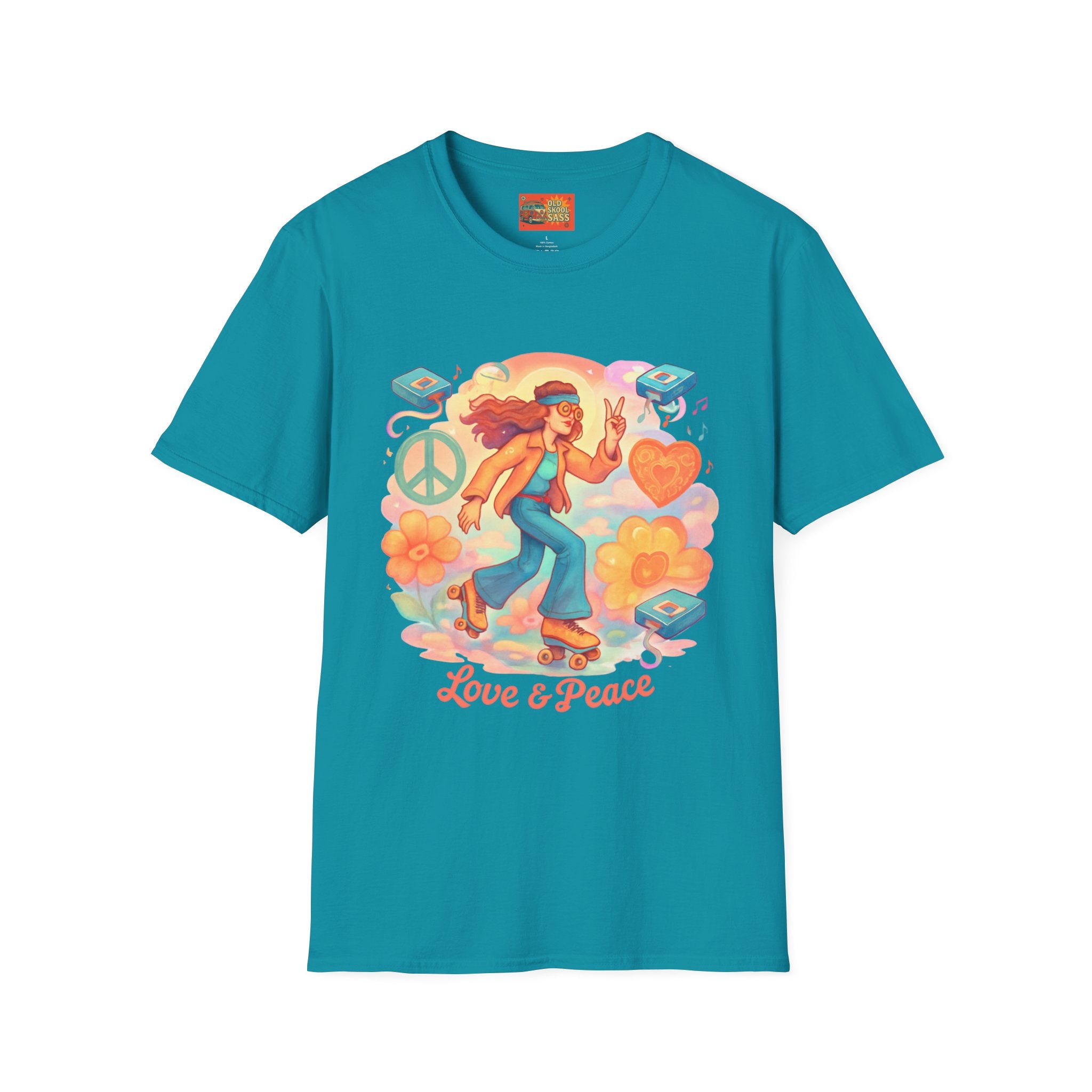 Retro Love & Peace Graphic Tee, Unisex T-Shirt, Vintage Style Shirt, 70s Inspired Apparel, Peace Sign Clothing, Festival Outfit
