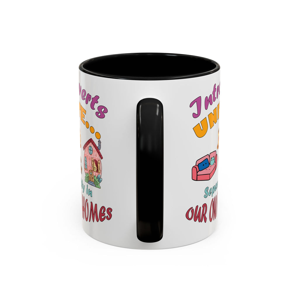 Introverts Unite Coffee Mug | Black Accent Mug for Coffee Lovers | Perfect Gift for Introverts | Home Office Decor | Fun Mug for Tea