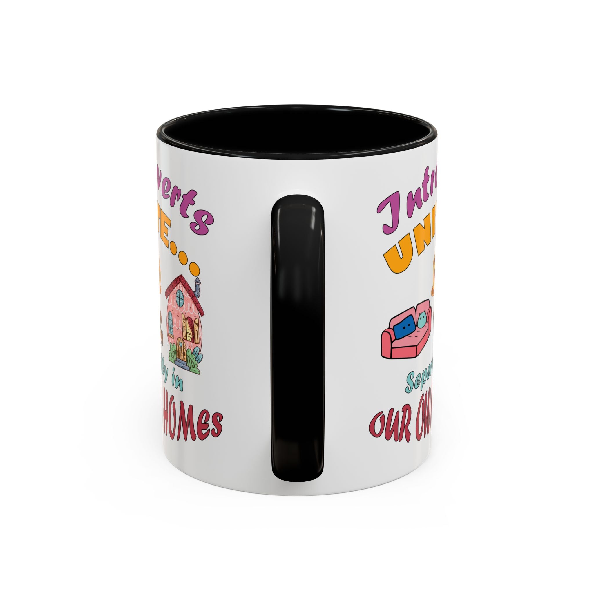 Introverts Unite Coffee Mug | Black Accent Mug for Coffee Lovers | Perfect Gift for Introverts | Home Office Decor | Fun Mug for Tea
