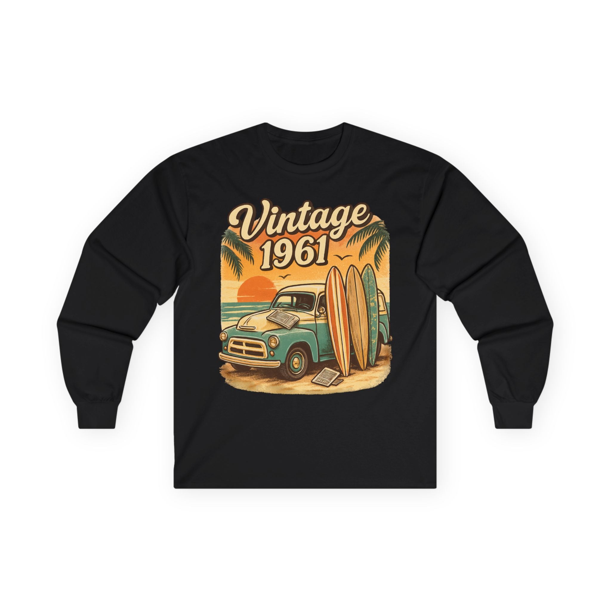Vintage Surfing Long Sleeve Tee for Beach Lovers, Summer Vibes, Retro Apparel, Gift for Surfers, Beach Party, Casual Style