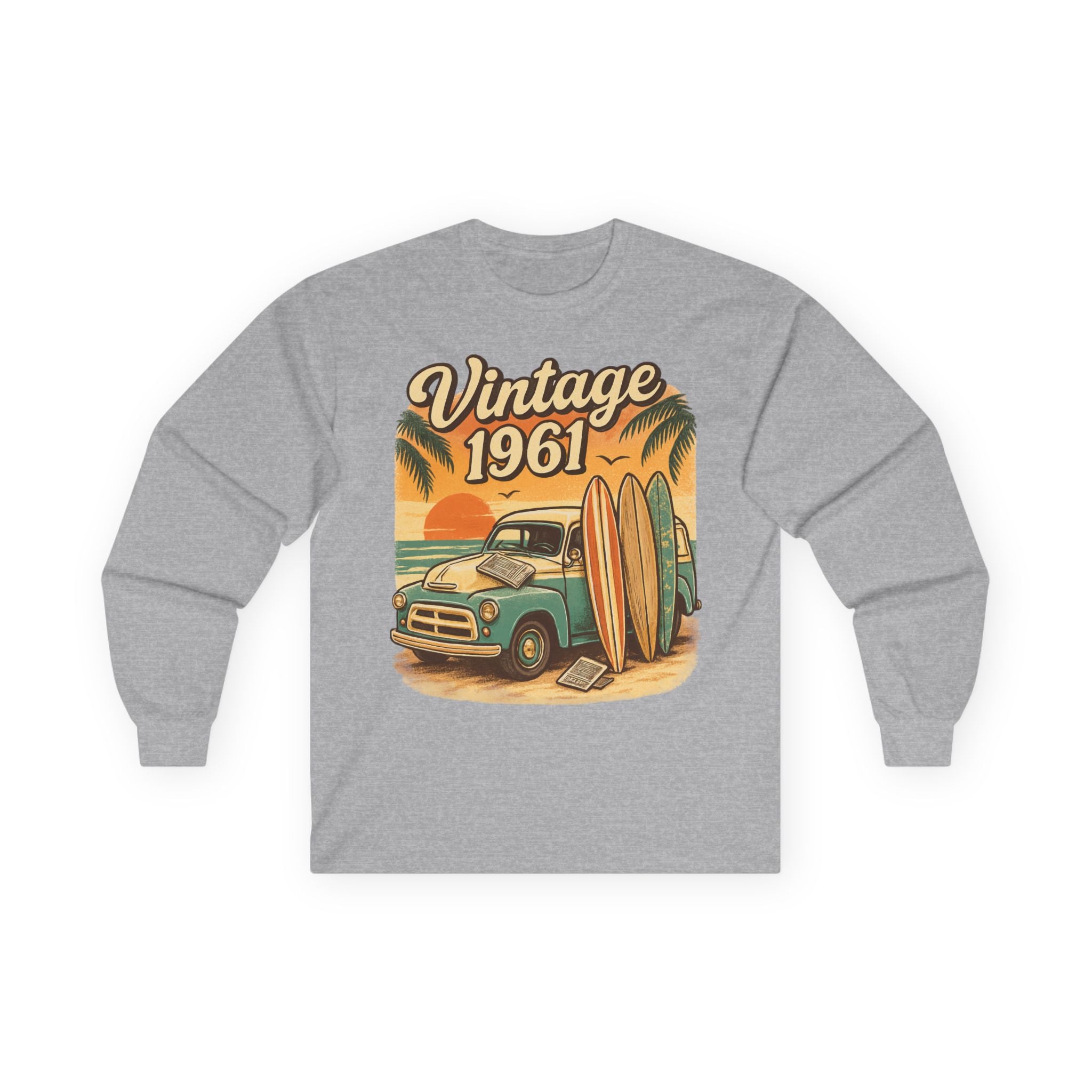 Vintage Surfing Long Sleeve Tee for Beach Lovers, Summer Vibes, Retro Apparel, Gift for Surfers, Beach Party, Casual Style