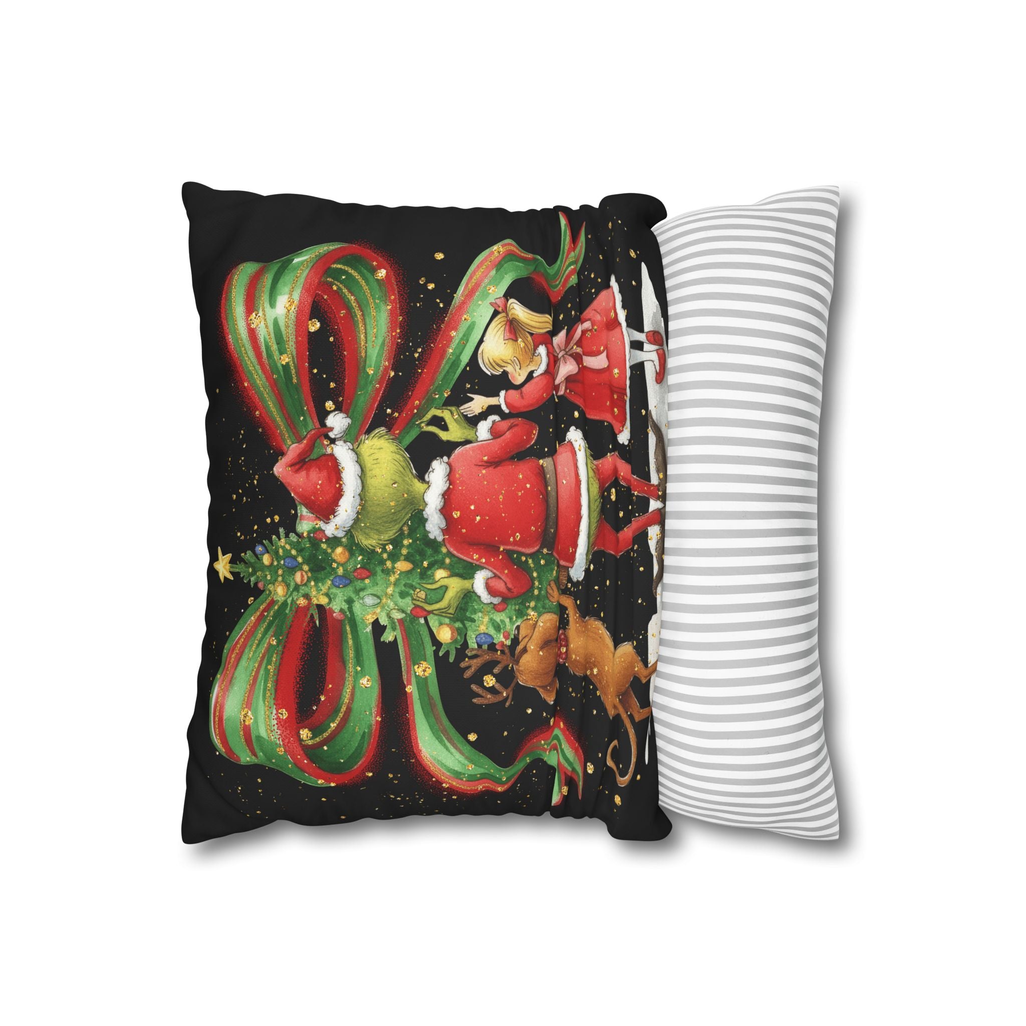 Whimsical Christmas Pillowcase, Santa Decor, Holiday Home, Festive Cushion Cover, Gift for Dog Lovers, Cozy Winter Vibes