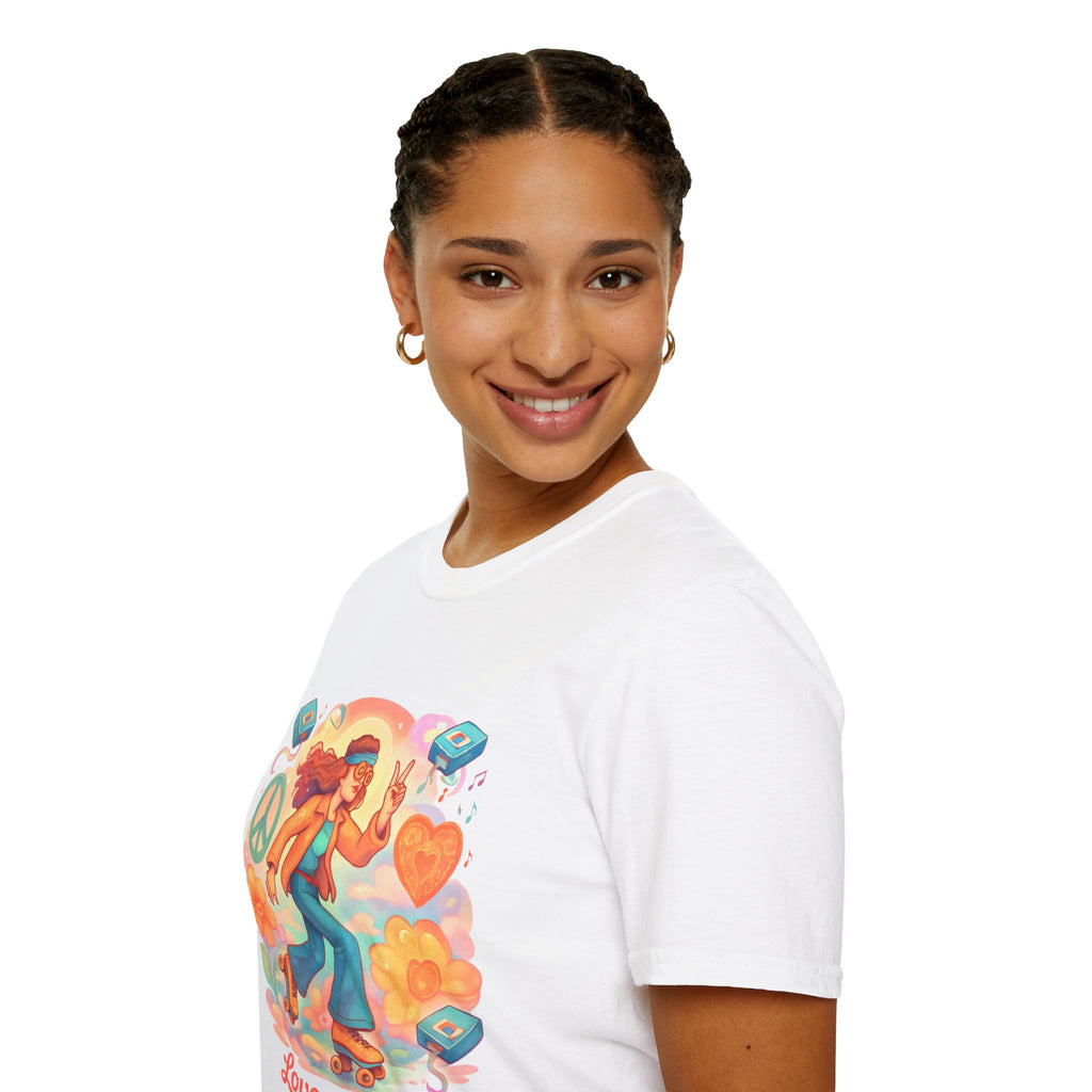 Retro Love & Peace Graphic Tee, Unisex T-Shirt, Vintage Style Shirt, 70s Inspired Apparel, Peace Sign Clothing, Festival Outfit
