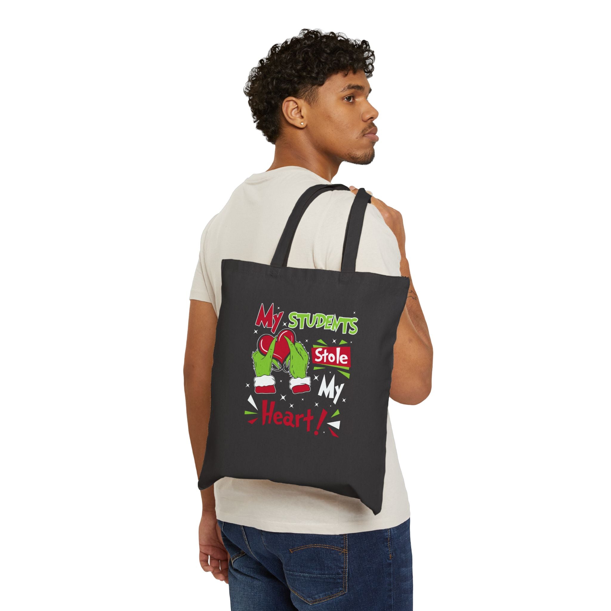 Grinch Teacher Tote Bag, Holiday Gift for Educators, Cute Classroom Bag, Christmas Tote for Students, Teacher Appreciation Gift