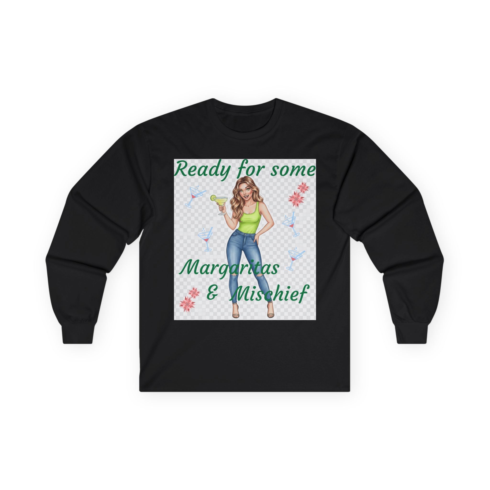 Ready for Some Margaritas & Mischief Long Sleeve Tee, Fun Party Shirt, Women's Gift, Cocktail Lover Apparel, Summer Vibes, Casual Style