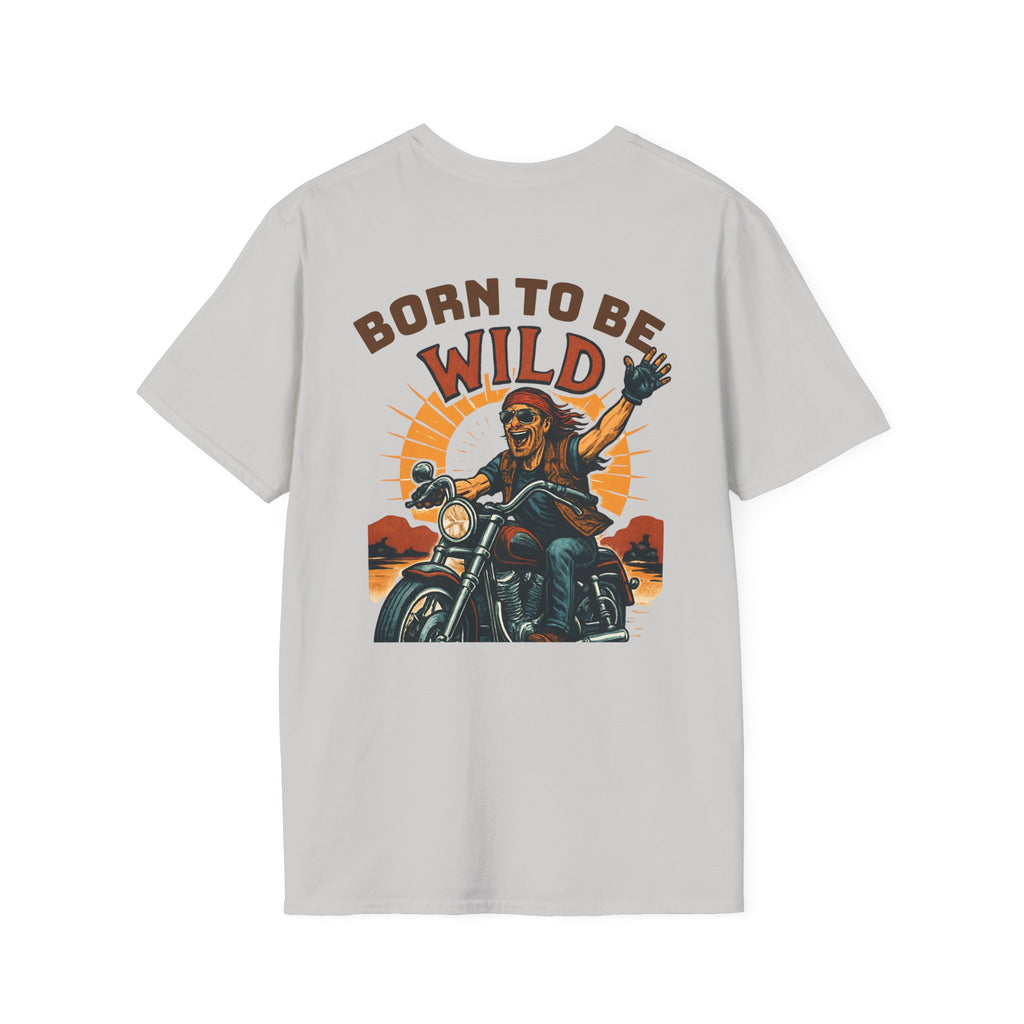 Born to Be Wild Unisex Softstyle T-Shirt, Motorcycle Lover Gift, Adventure Shirt, Biker Tee, Casual Wear, Outdoor Fun, Retro Graphic T