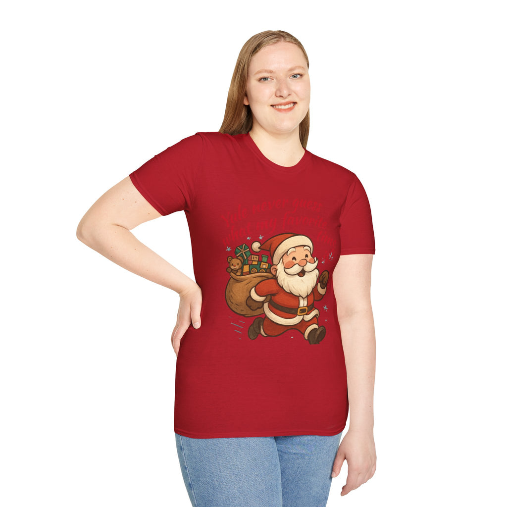 Festive Santa T-Shirt, Funny Christmas Tee, Holiday Apparel, Unisex Gift, Seasonal Humor Shirt, Yule-Themed Clothing