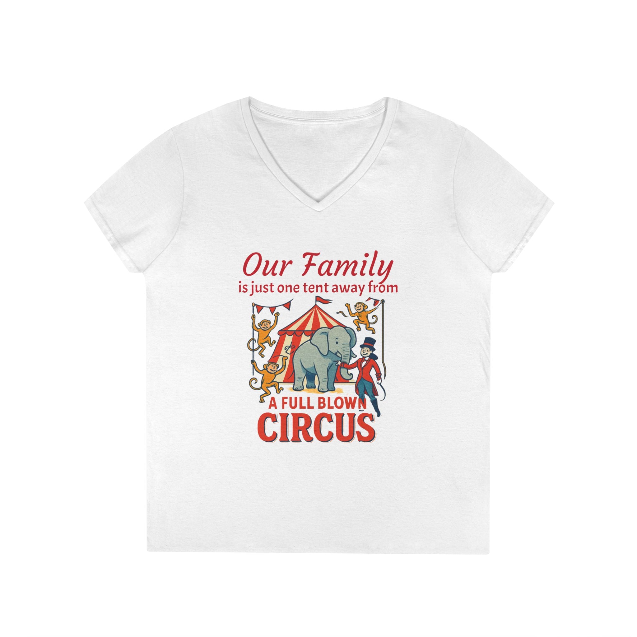 Circus Family Womens V-Neck T-Shirt