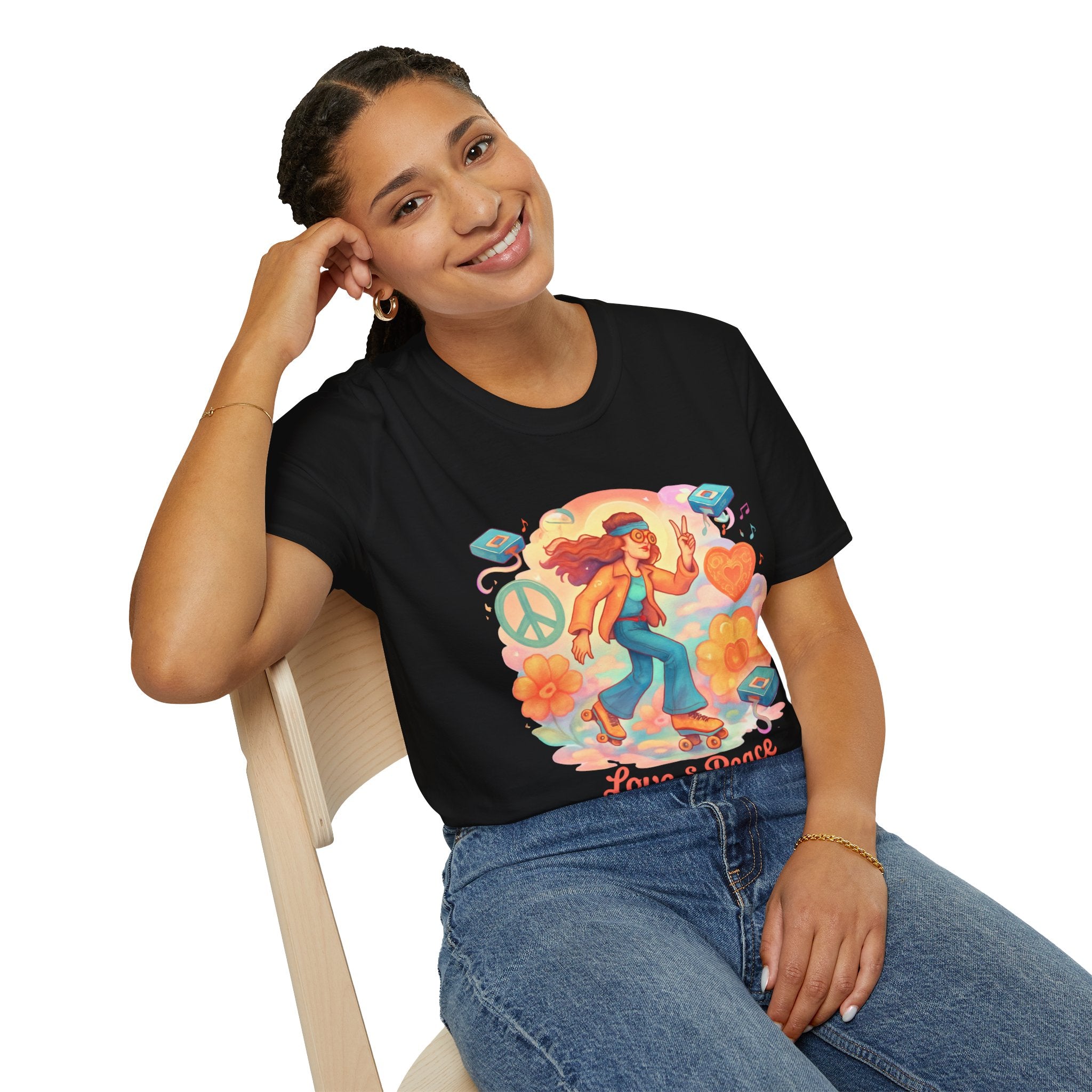 Retro Love & Peace Graphic Tee, Unisex T-Shirt, Vintage Style Shirt, 70s Inspired Apparel, Peace Sign Clothing, Festival Outfit