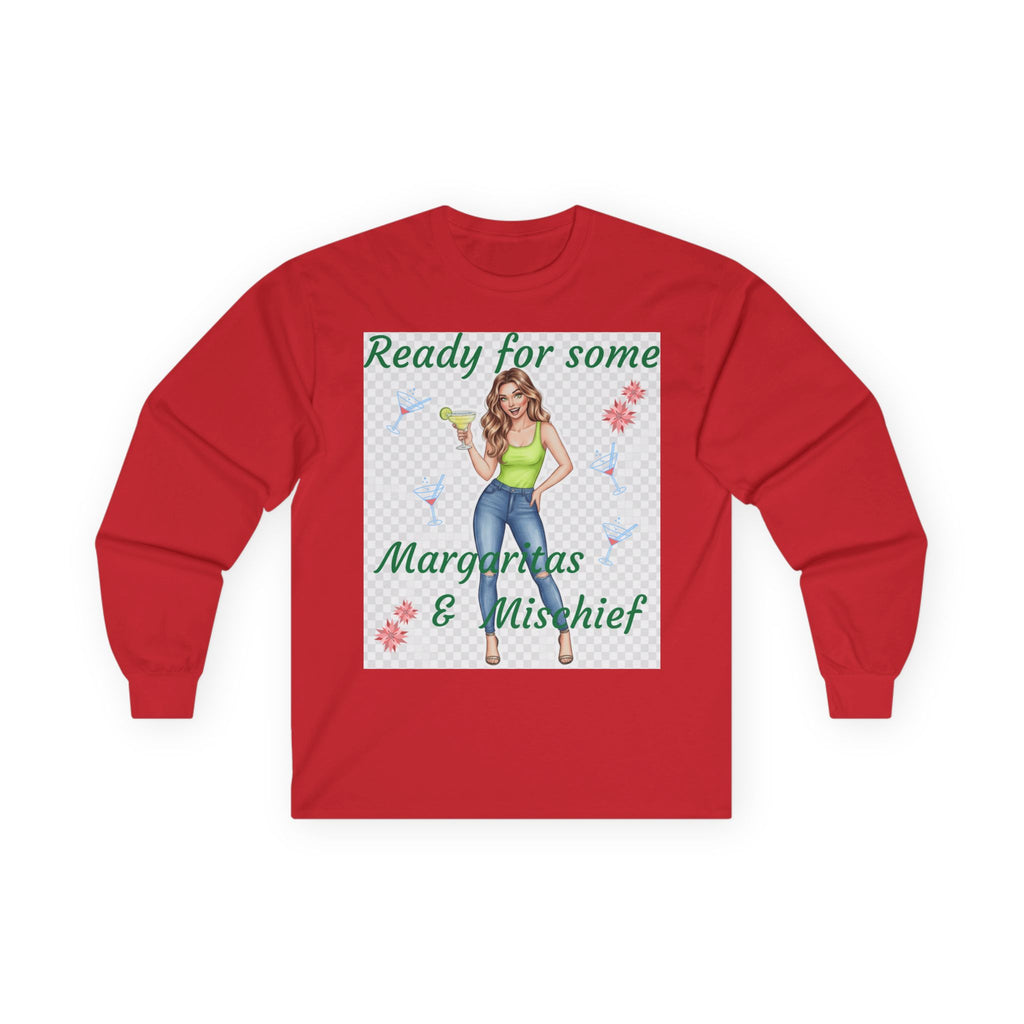 Ready for Some Margaritas & Mischief Long Sleeve Tee, Fun Party Shirt, Women's Gift, Cocktail Lover Apparel, Summer Vibes, Casual Style