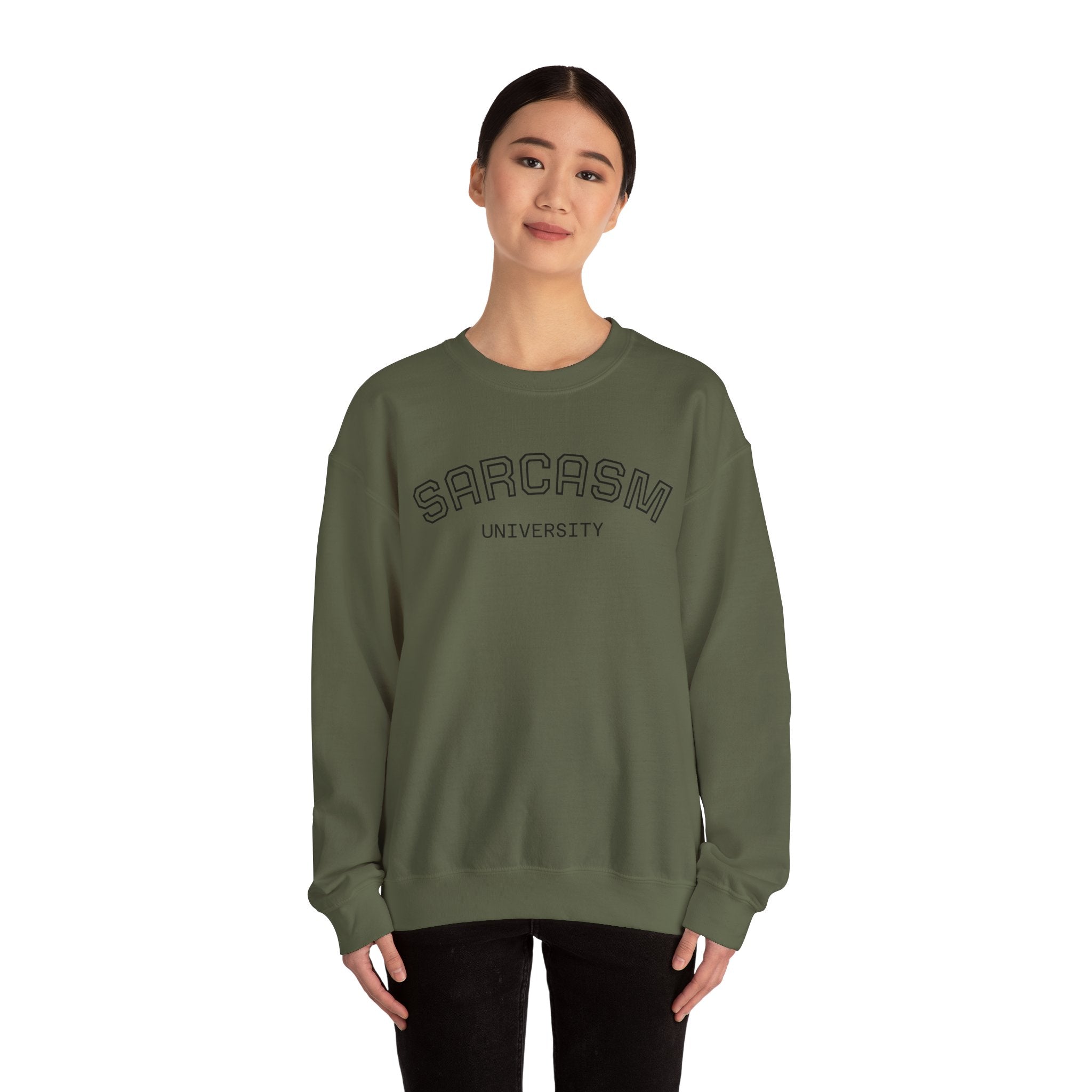Sarcasm University Sweatshirt, Funny Crewneck Sweatshirt, Gift for Friends, Humor Apparel, Cozy Unisex Sweatshirt