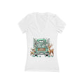 Christmas Vintage Teal Truck V-Neck Tee — 'Merry Christmas' Holiday Graphic