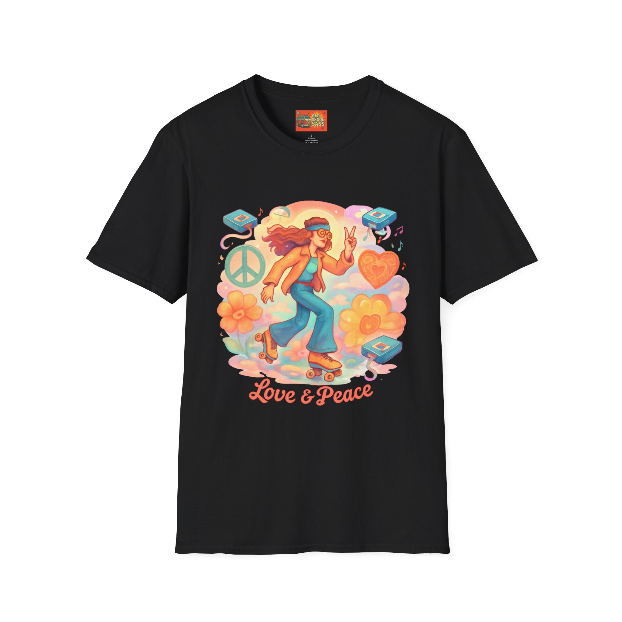 Retro Love & Peace Graphic Tee, Unisex T-Shirt, Vintage Style Shirt, 70s Inspired Apparel, Peace Sign Clothing, Festival Outfit