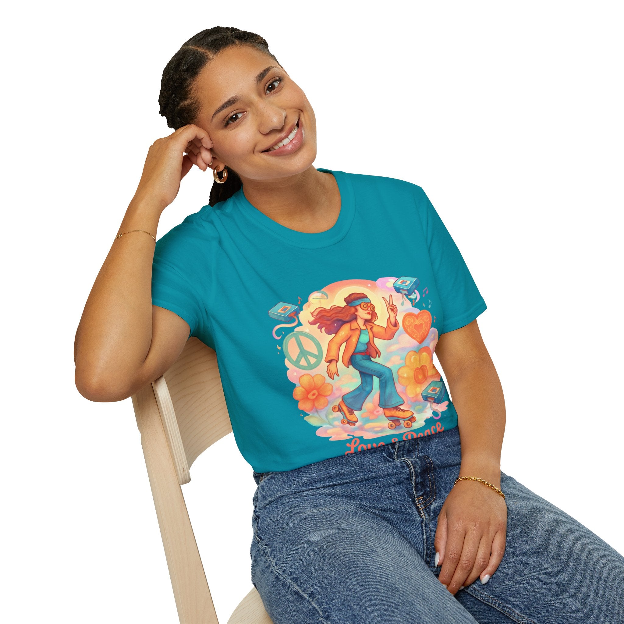 Retro Love & Peace Graphic Tee, Unisex T-Shirt, Vintage Style Shirt, 70s Inspired Apparel, Peace Sign Clothing, Festival Outfit