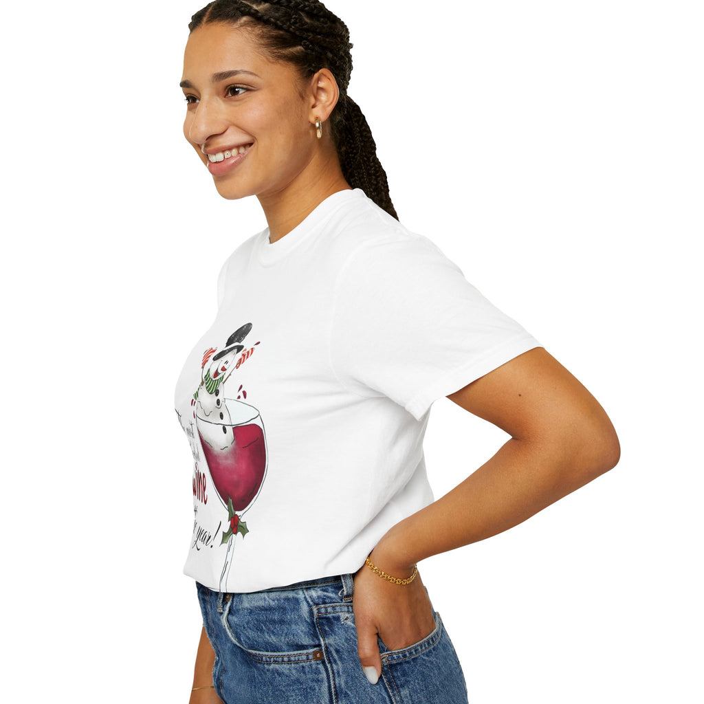 Festive Wine Lover T-Shirt, Holiday Apparel, Christmas Gift, Unisex Tee, Funny Wine Shirt, Winter Celebration Wear