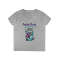 Feelin' Feral Ladies' V-Neck T-Shirt, Funny Animal Tee, Gift for Pet Lovers, Casual Wear, Birthday Gift, Cute Graphic Shirt