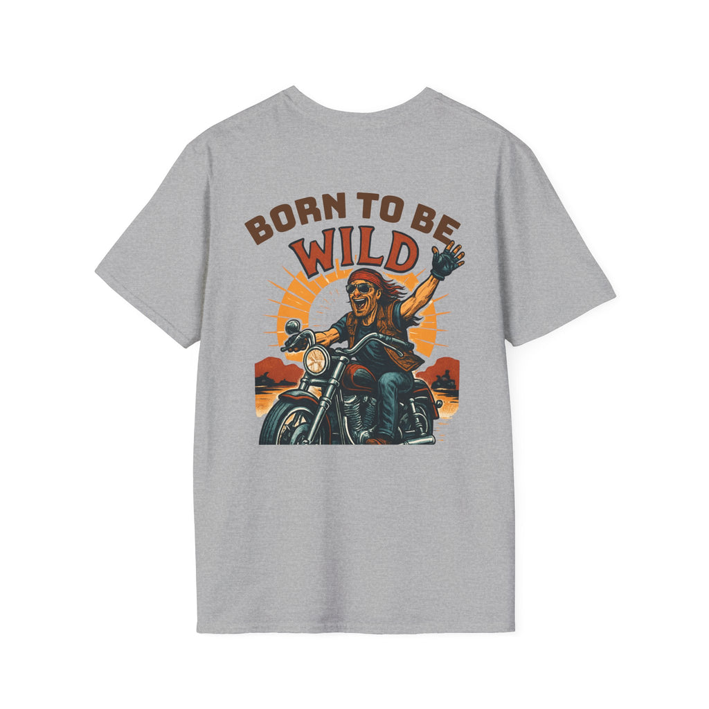 Born to Be Wild Unisex Softstyle T-Shirt, Motorcycle Lover Gift, Adventure Shirt, Biker Tee, Casual Wear, Outdoor Fun, Retro Graphic T