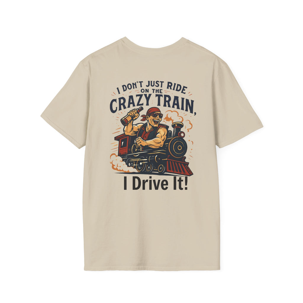 Crazy Train Unisex Softstyle T-Shirt, Perfect for Train Lovers, Unique Gift for Him/Her, Casual Wear, Fun Graphic Tee